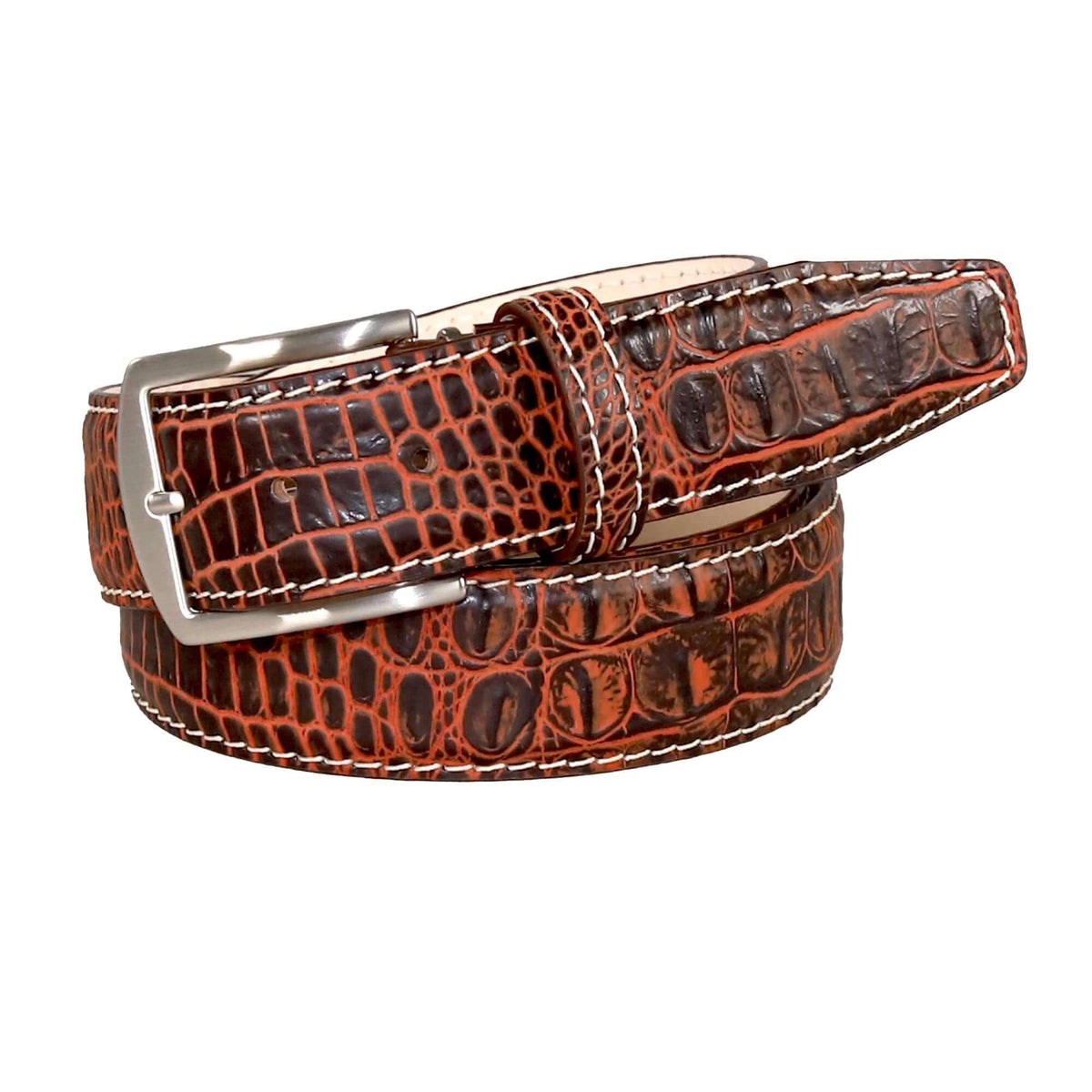 Honey Oak Mock Croc Leather Belt