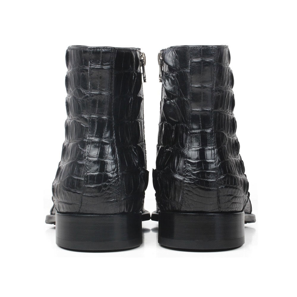 Maurice El Paso Hornback Custom Made Alligator Boot Black – rear view