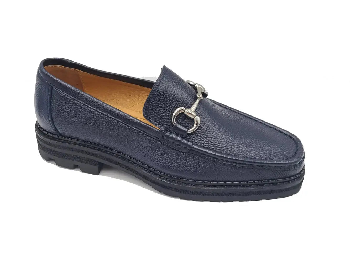 Carrucci Shoes Men's CARRUCCI Men’s Horsebit Loafer Lug Sole Pebble Calfskin