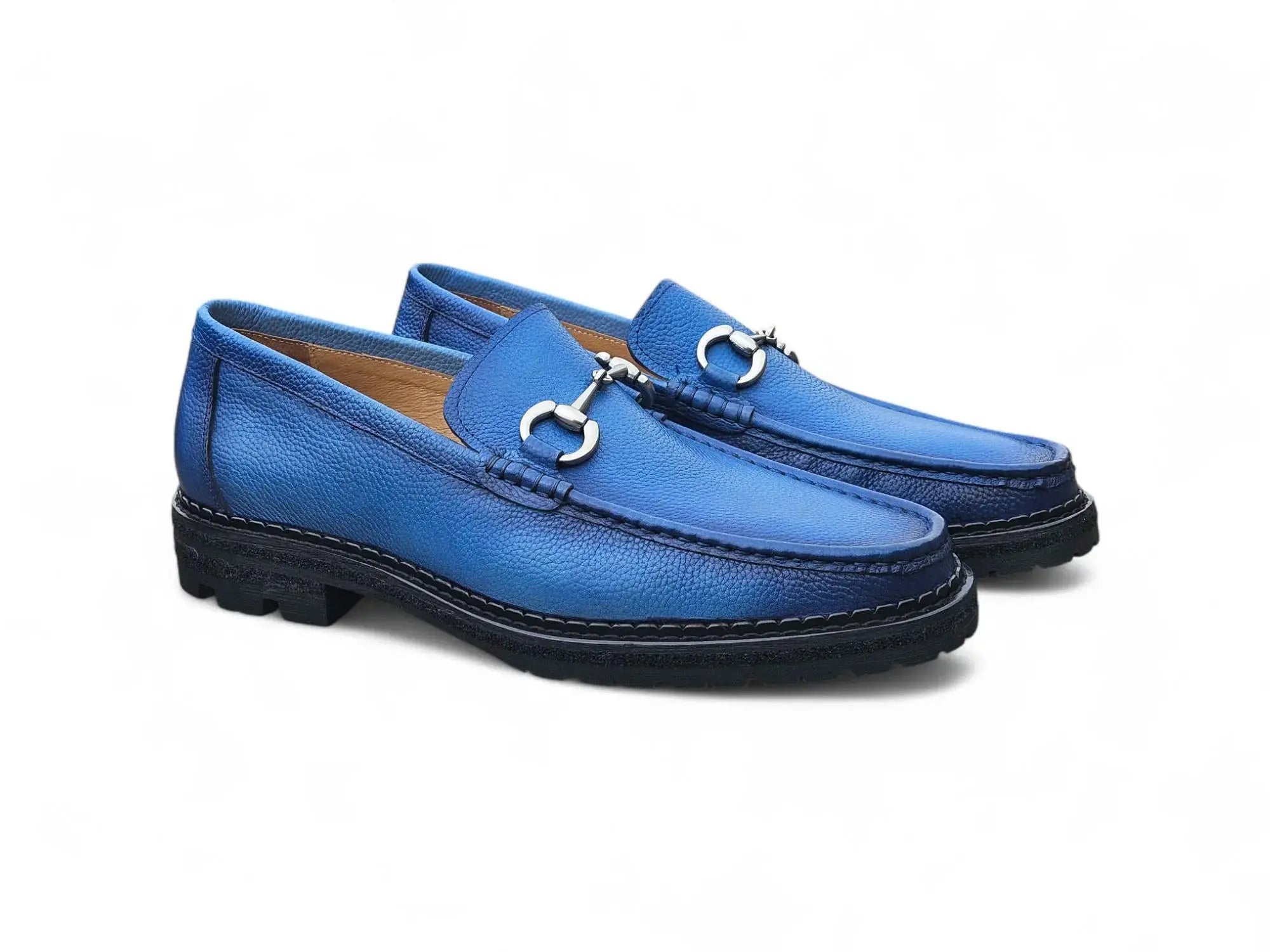 Carrucci Shoes CARRUCCI Men’s Horsebit Loafer Lug Sole Pebble Calfskin view 25