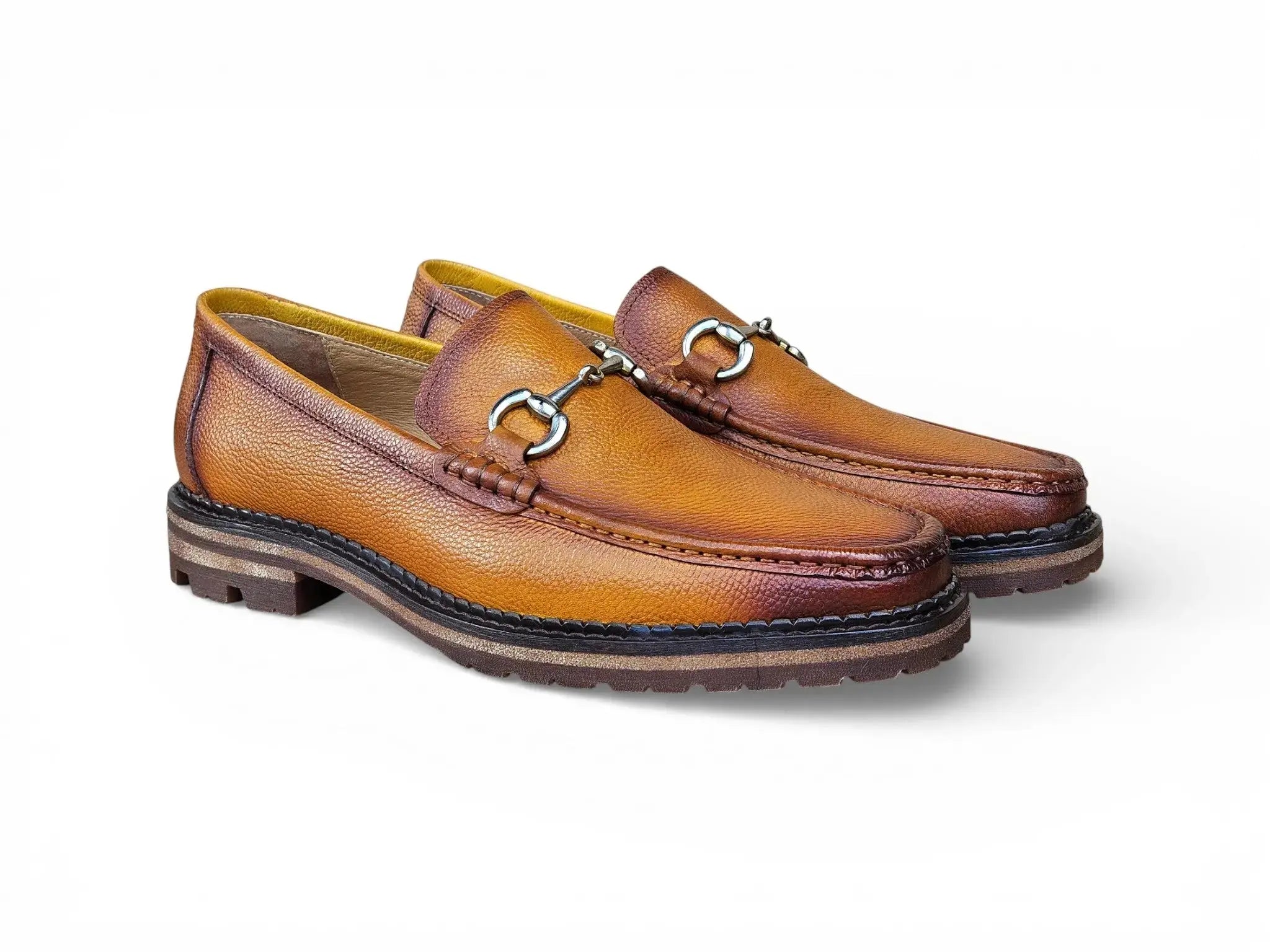 Carrucci Shoes Men's CARRUCCI Men’s Horsebit Loafer Lug Sole Pebble Calfskin