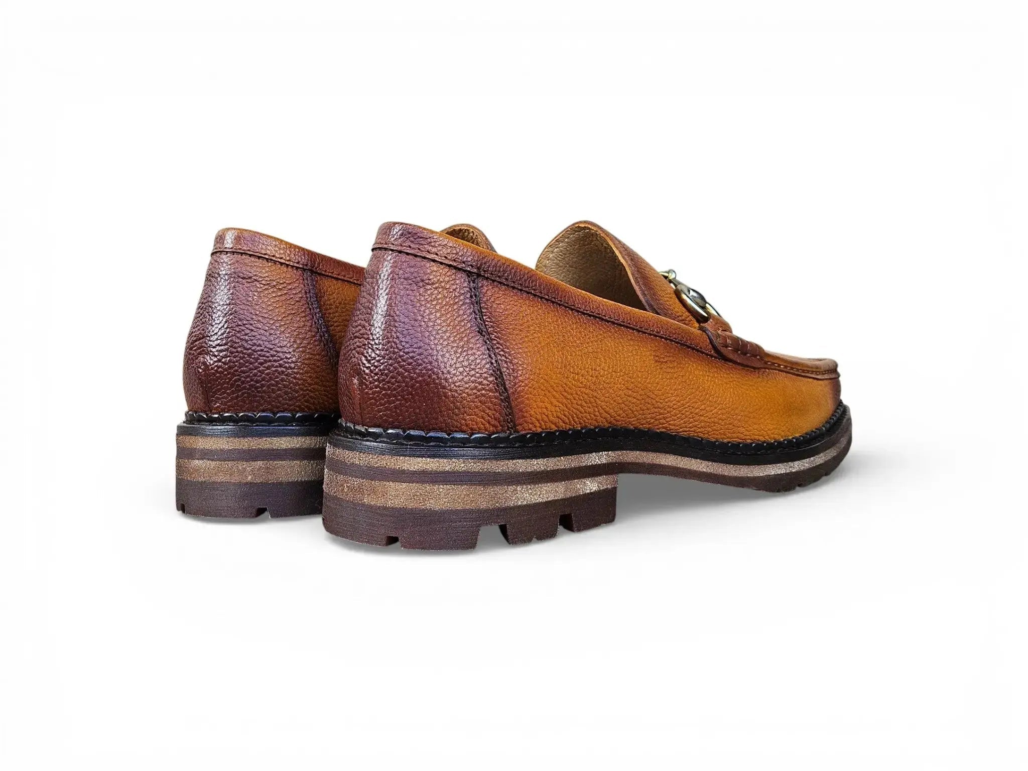 Carrucci Shoes CARRUCCI Men’s Horsebit Loafer Lug Sole Pebble Calfskin view 7