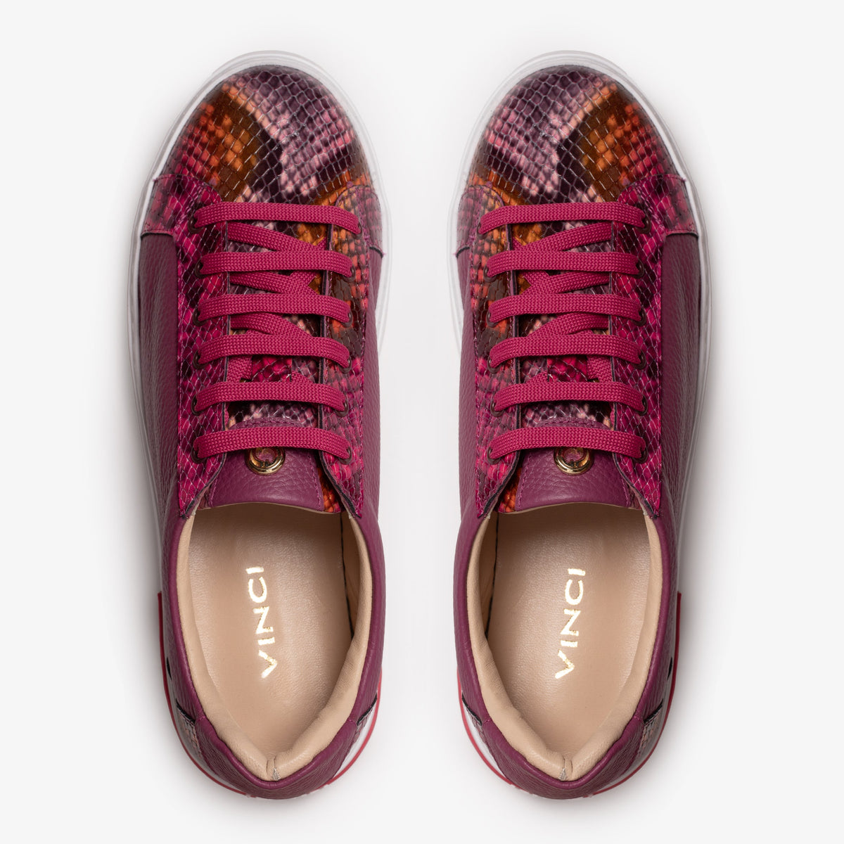Vinci Leather The Burano Purple & Fuchsia Leather Women Sneaker – product view 5