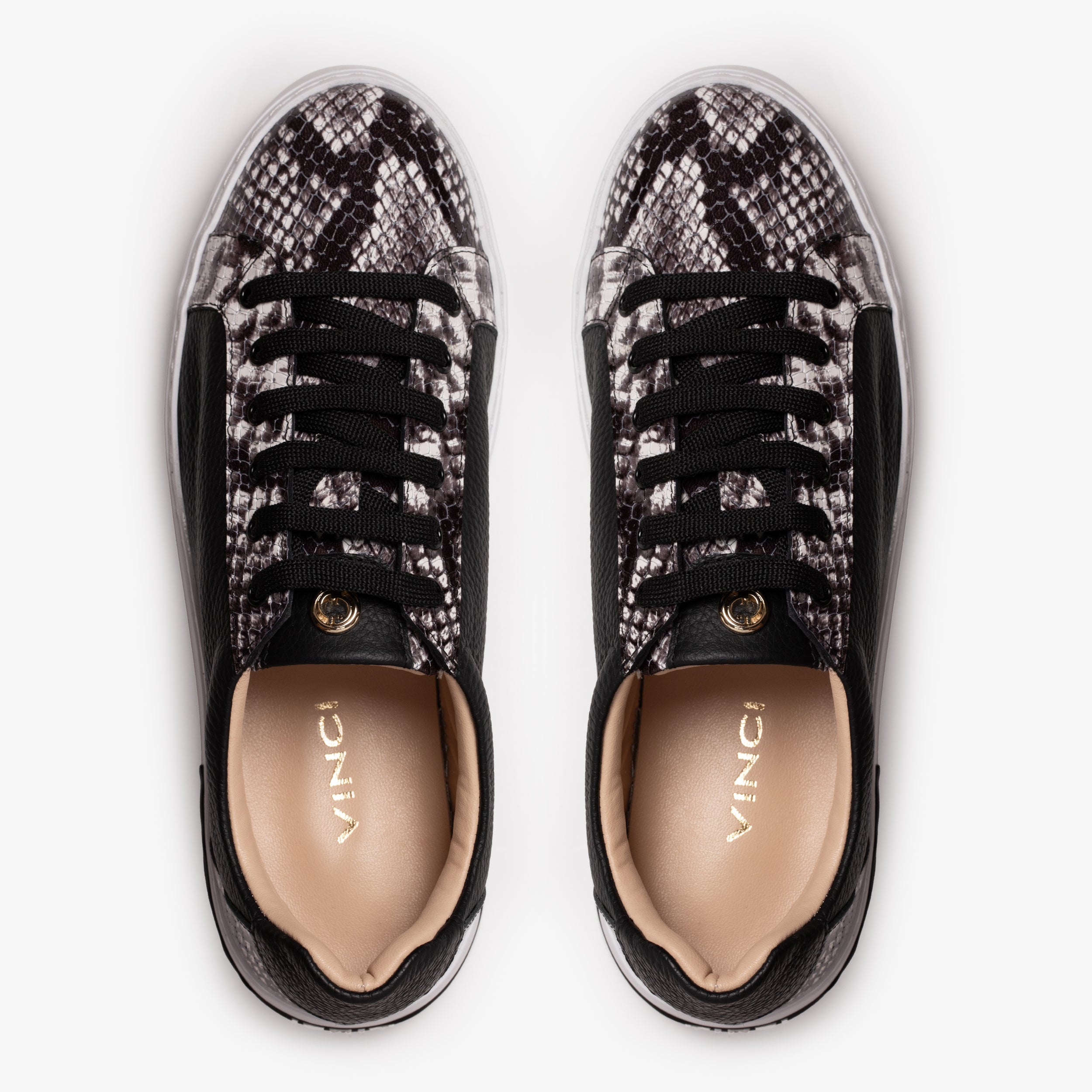 The Burano Black & White Leather Women Sneaker