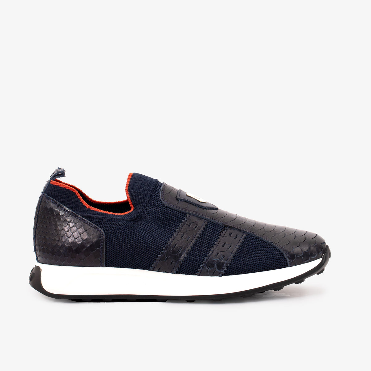 Vinci Leather The Aslan Navy Knitted & Leather Men Sneaker – product view 1
