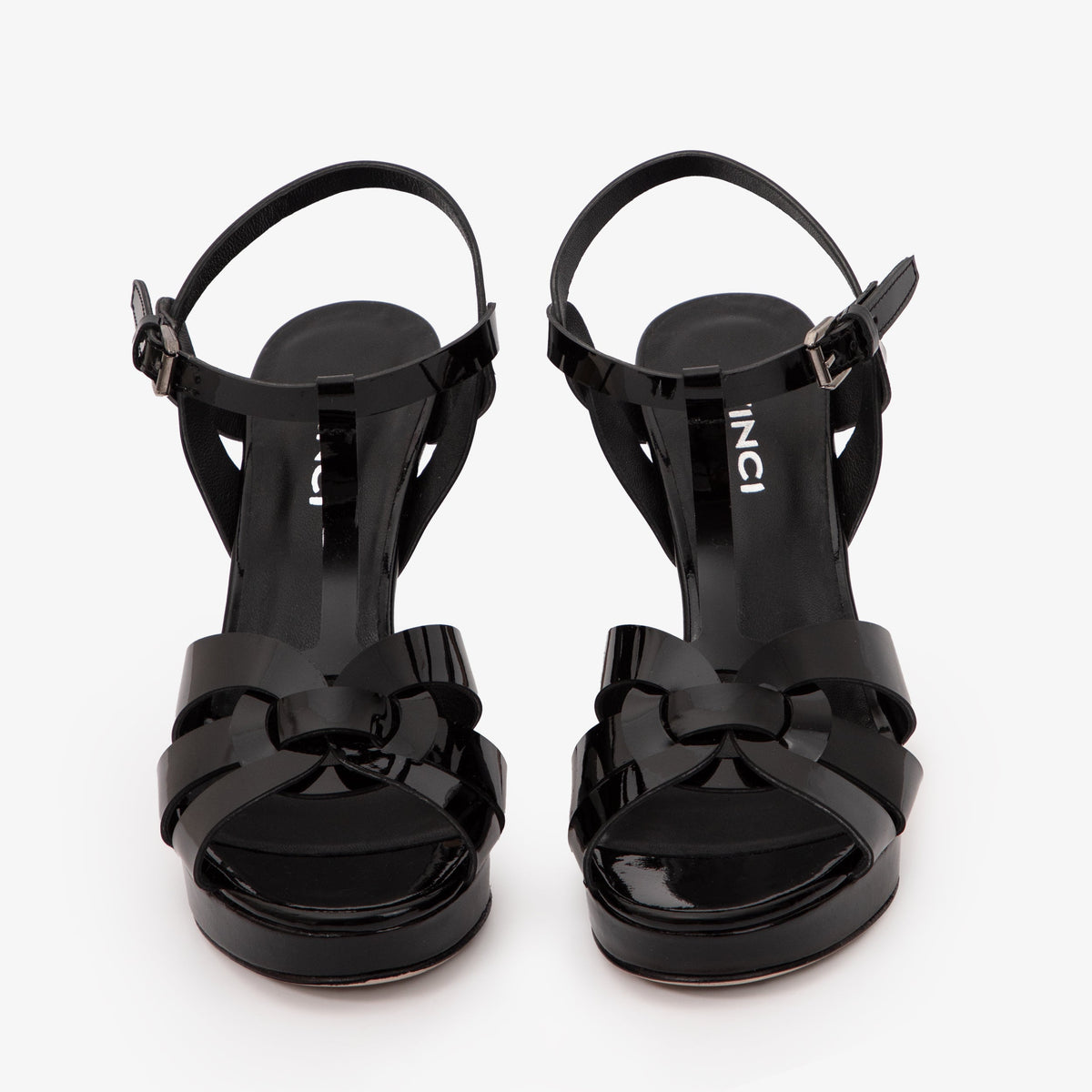 Vinci Leather The Parisian Black Patent Leather T-Strap Platform Heel Women Sandal – product view 4