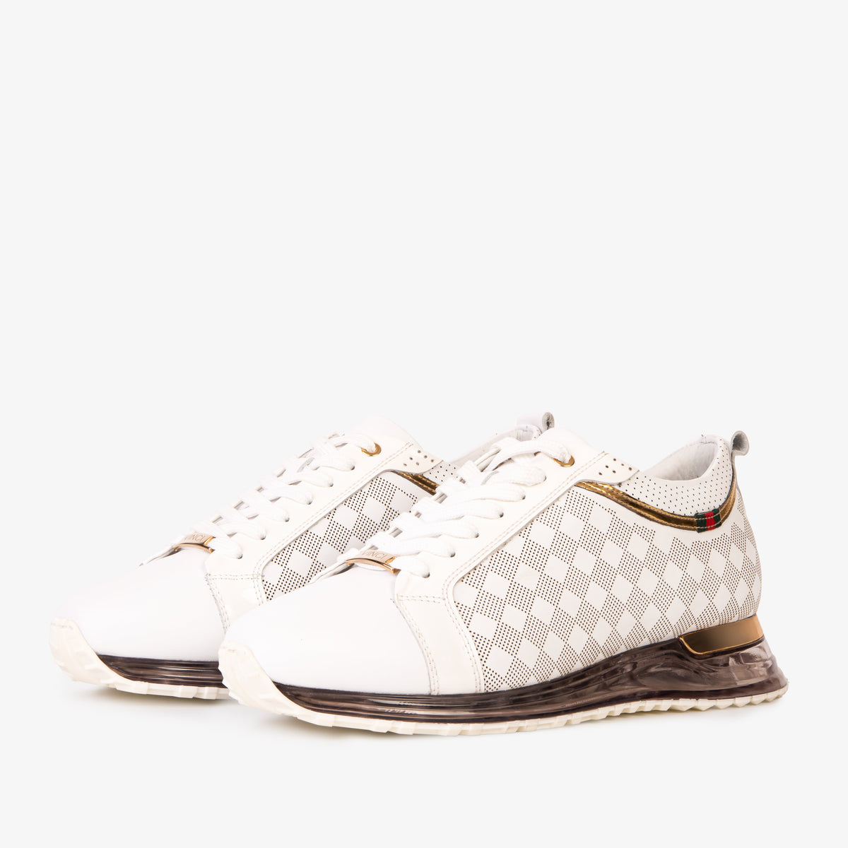 Vinci Leather The Cenova White & Gold Leather Men Sneaker – product view 3