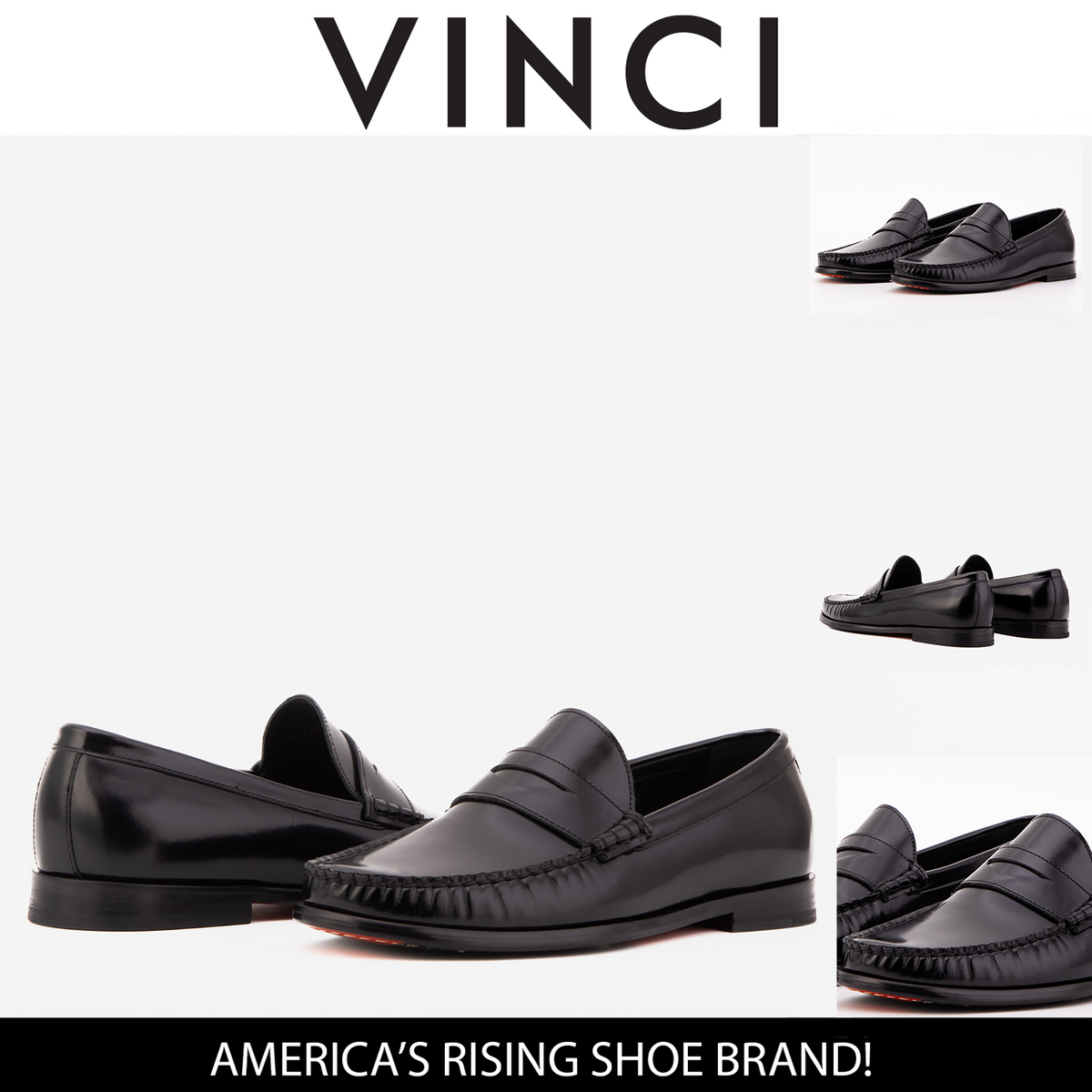 Vinci Leather The Belmont Black Polished Leather Men Loafer – product view 7