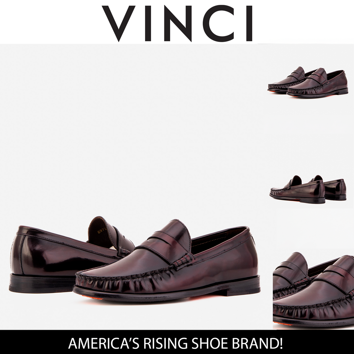 Vinci Leather The Belmont Burgundy Polished Leather Men Loafer – product view 7