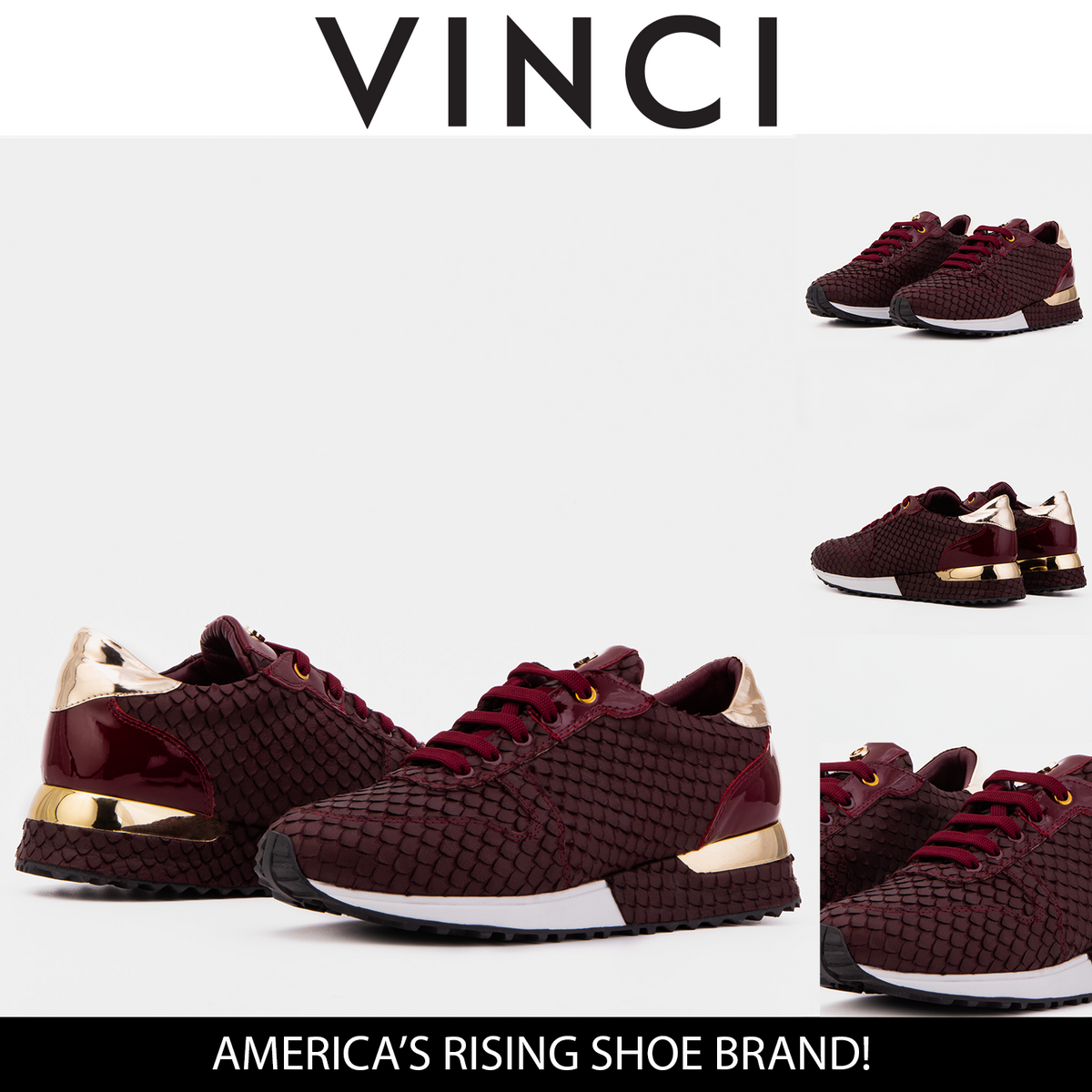 Vinci Leather The Scarlet Burgundy Leather Women Sneaker – product view 3