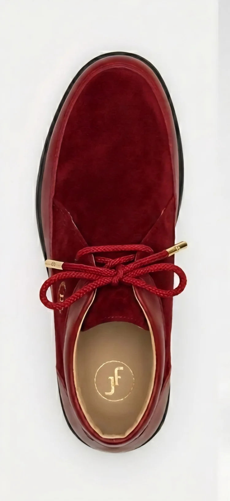 Johnny Famous Bally Style Central Park Men’s High Tops Red Suede and Leather with Black Sole