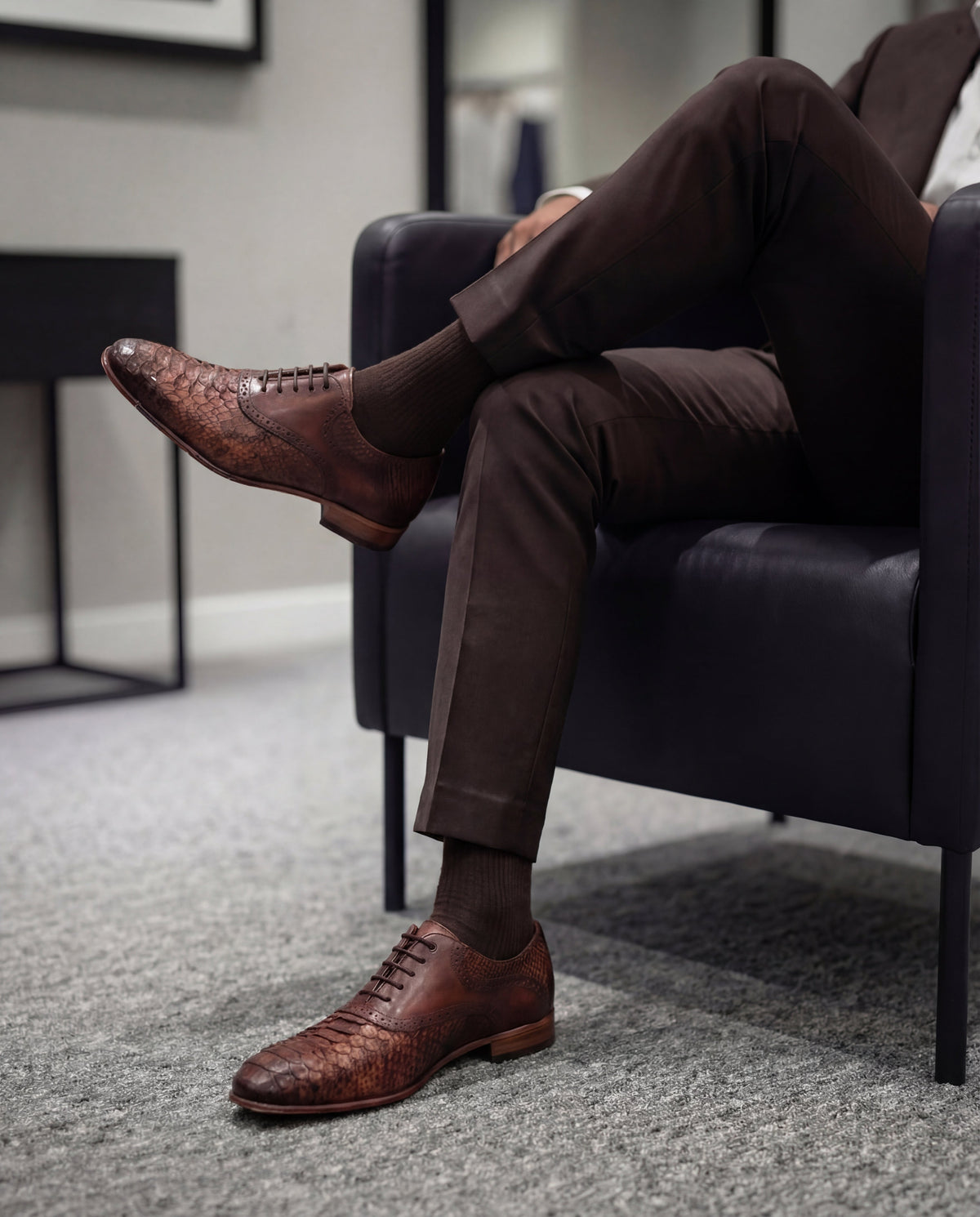 The Varenne Tan Pythn Leather Oxford Men Shoe