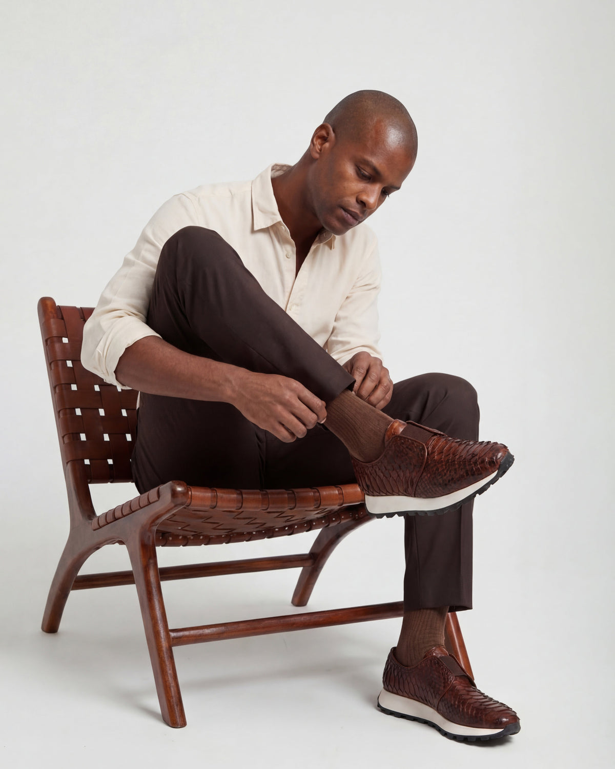 The Obsidian Tan Python Leather Men Sneaker