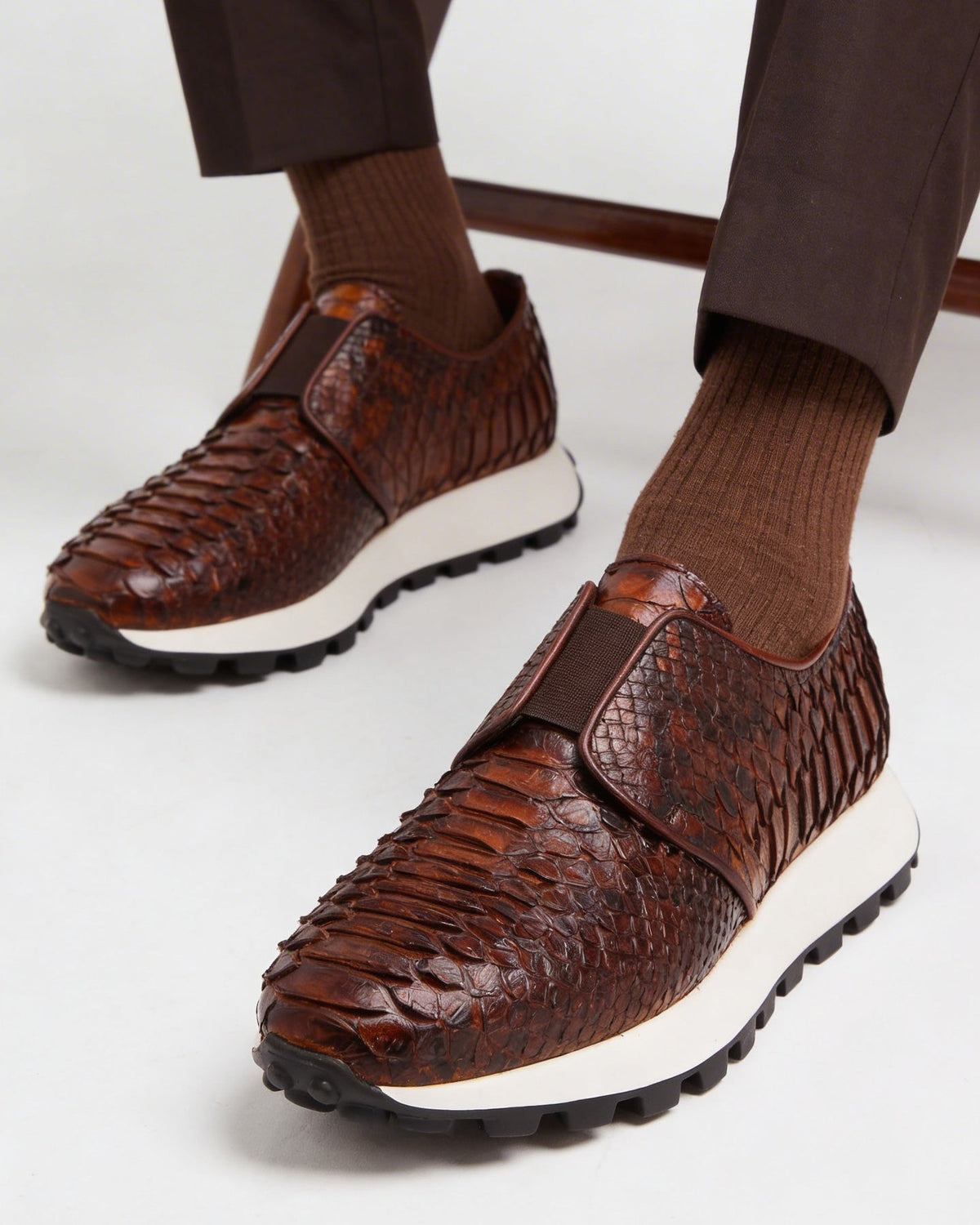 The Obsidian Tan Python Leather Men Sneaker