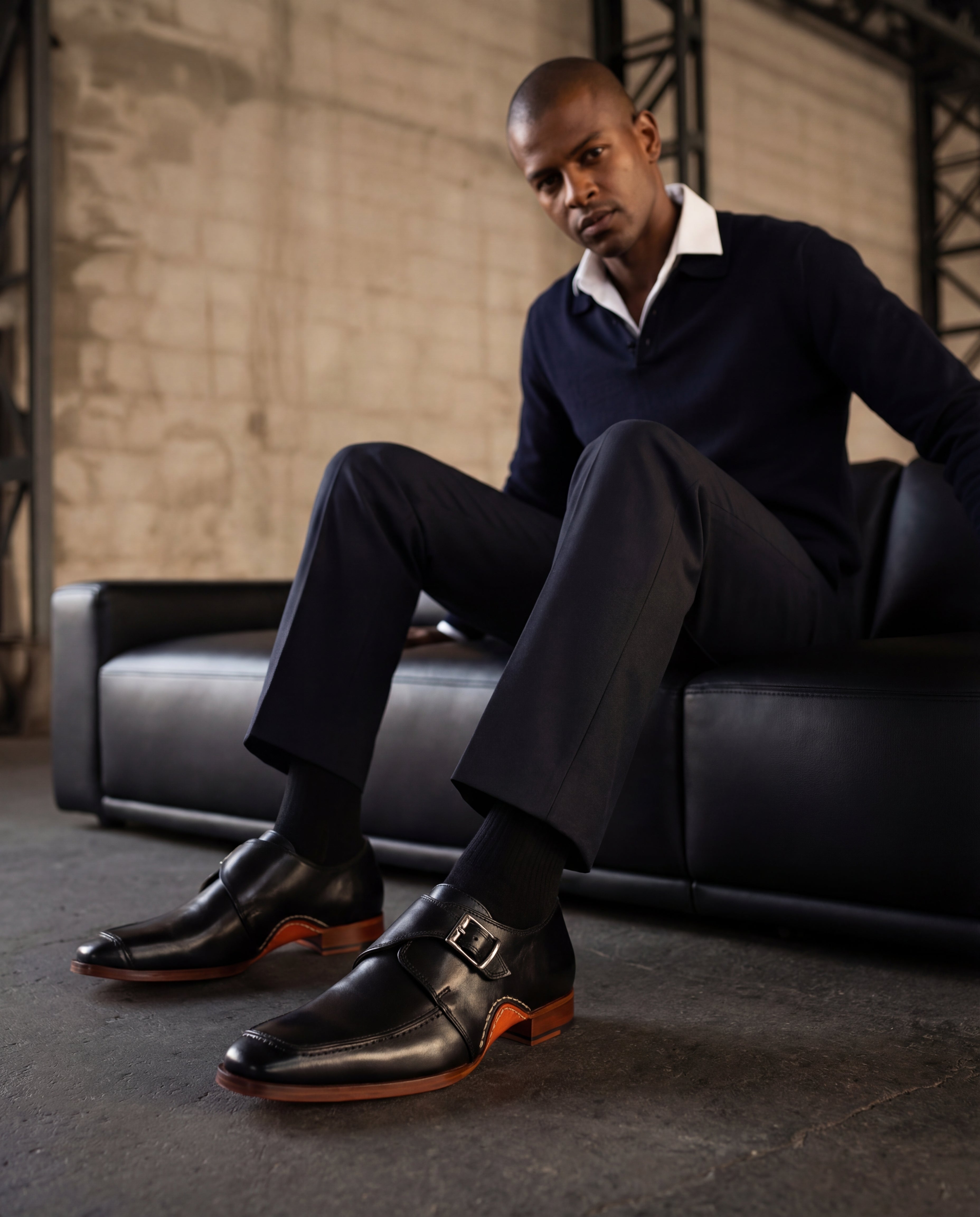The Hagrid Black Single Monk Strap Handmade Men Shoe