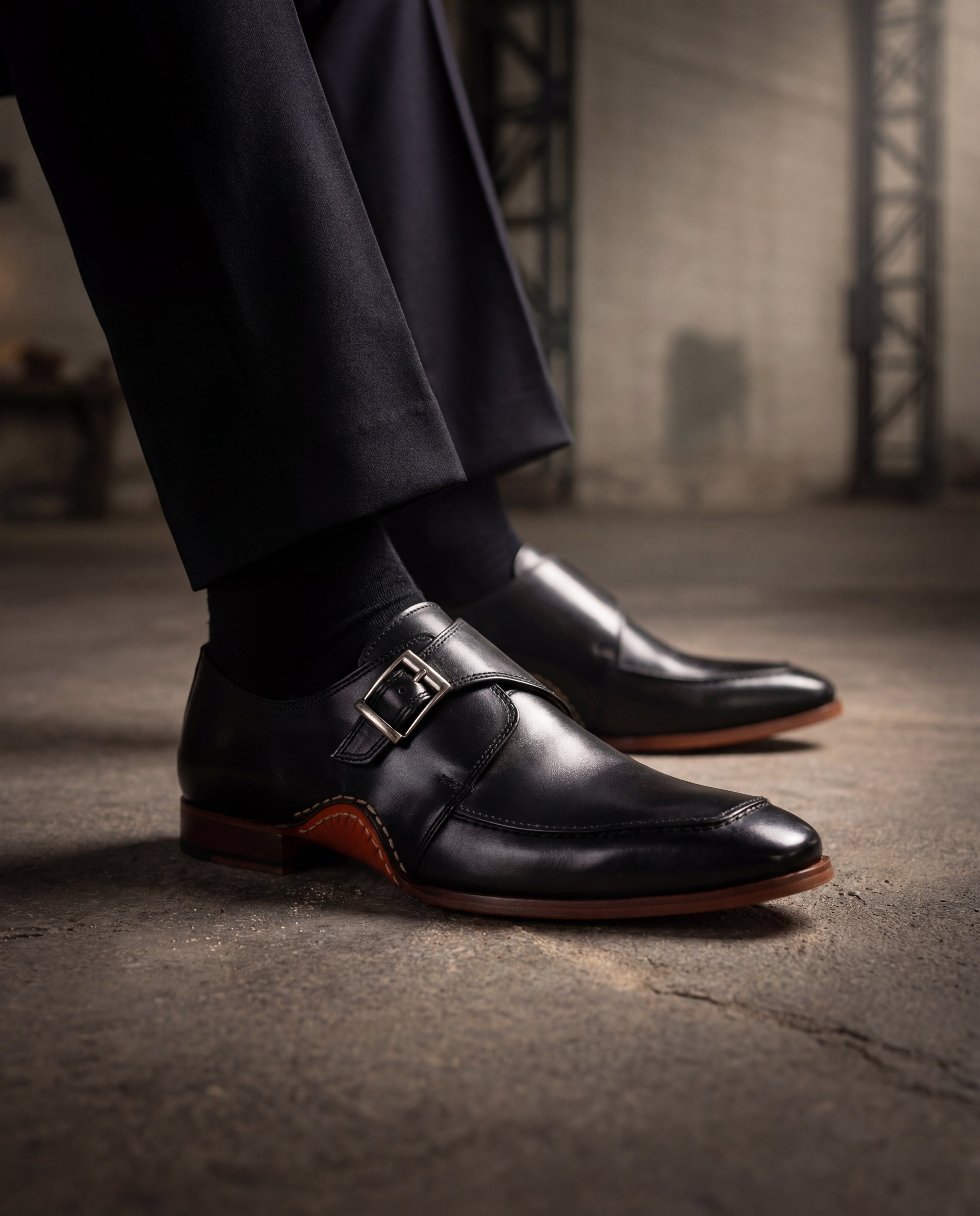 The Hagrid Black Single Monk Strap Handmade Men Shoe