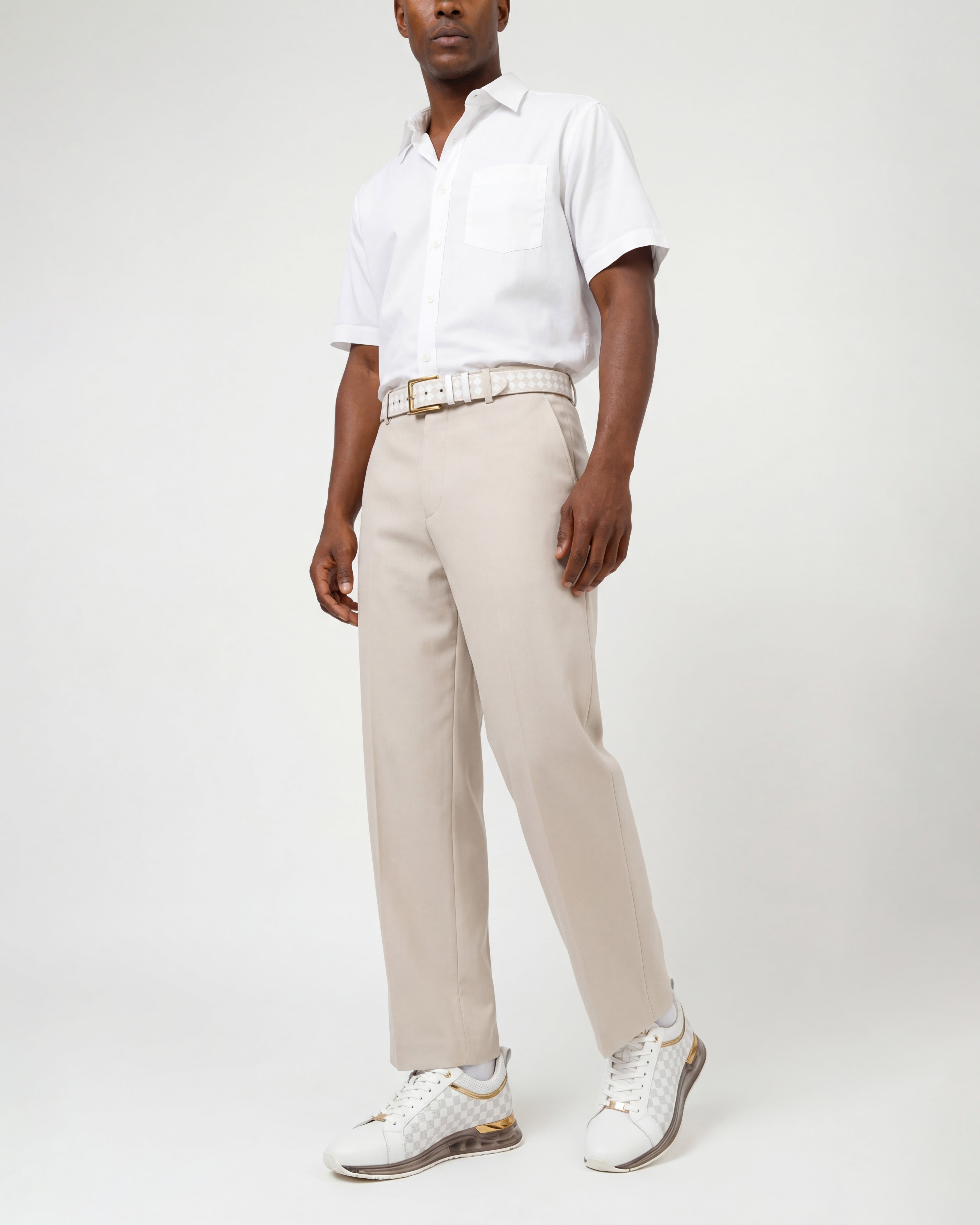The Cenova White & Gold Leather Men Sneaker