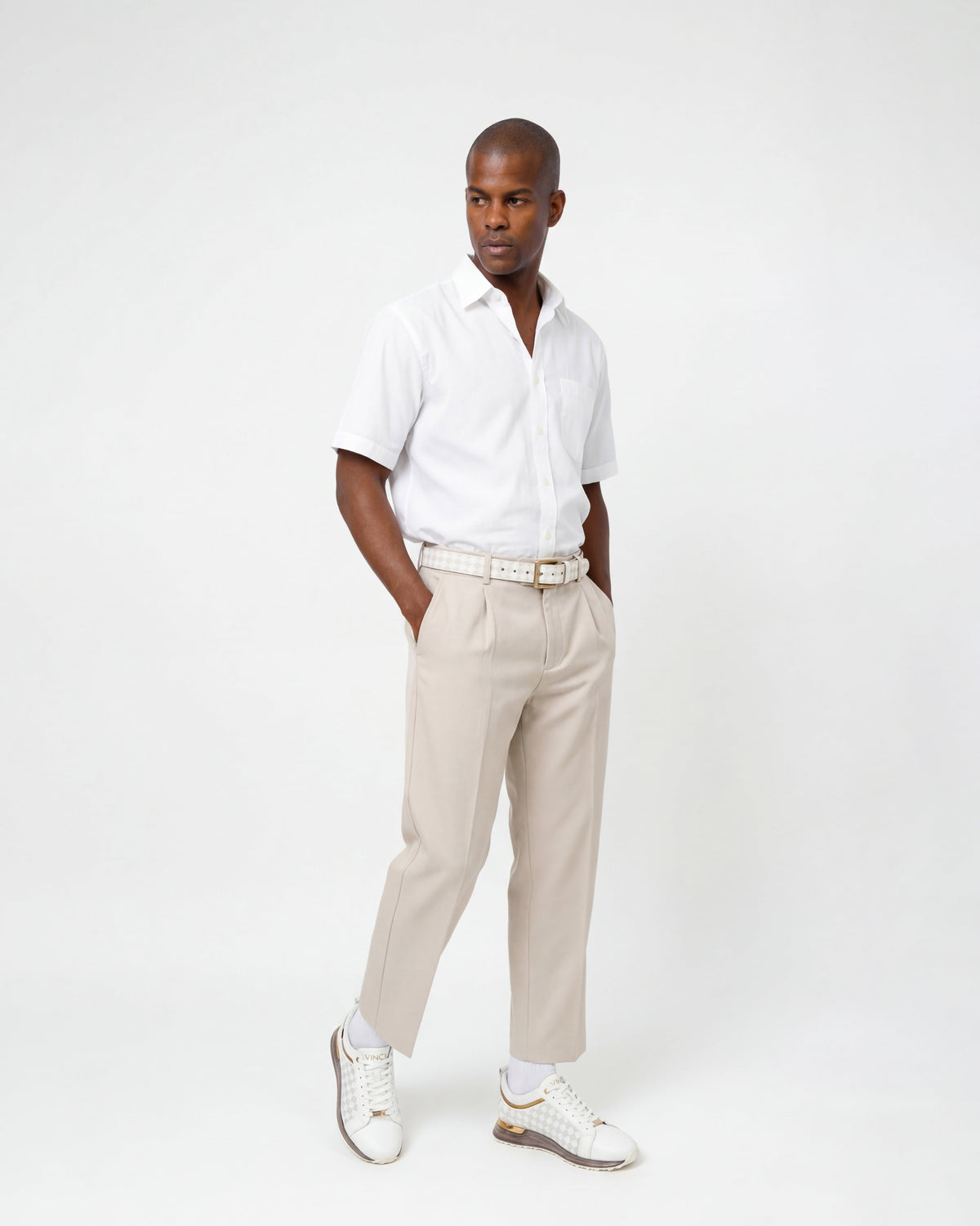 Vinci Leather The Cenova White & Gold Leather Men Sneaker – product view 26
