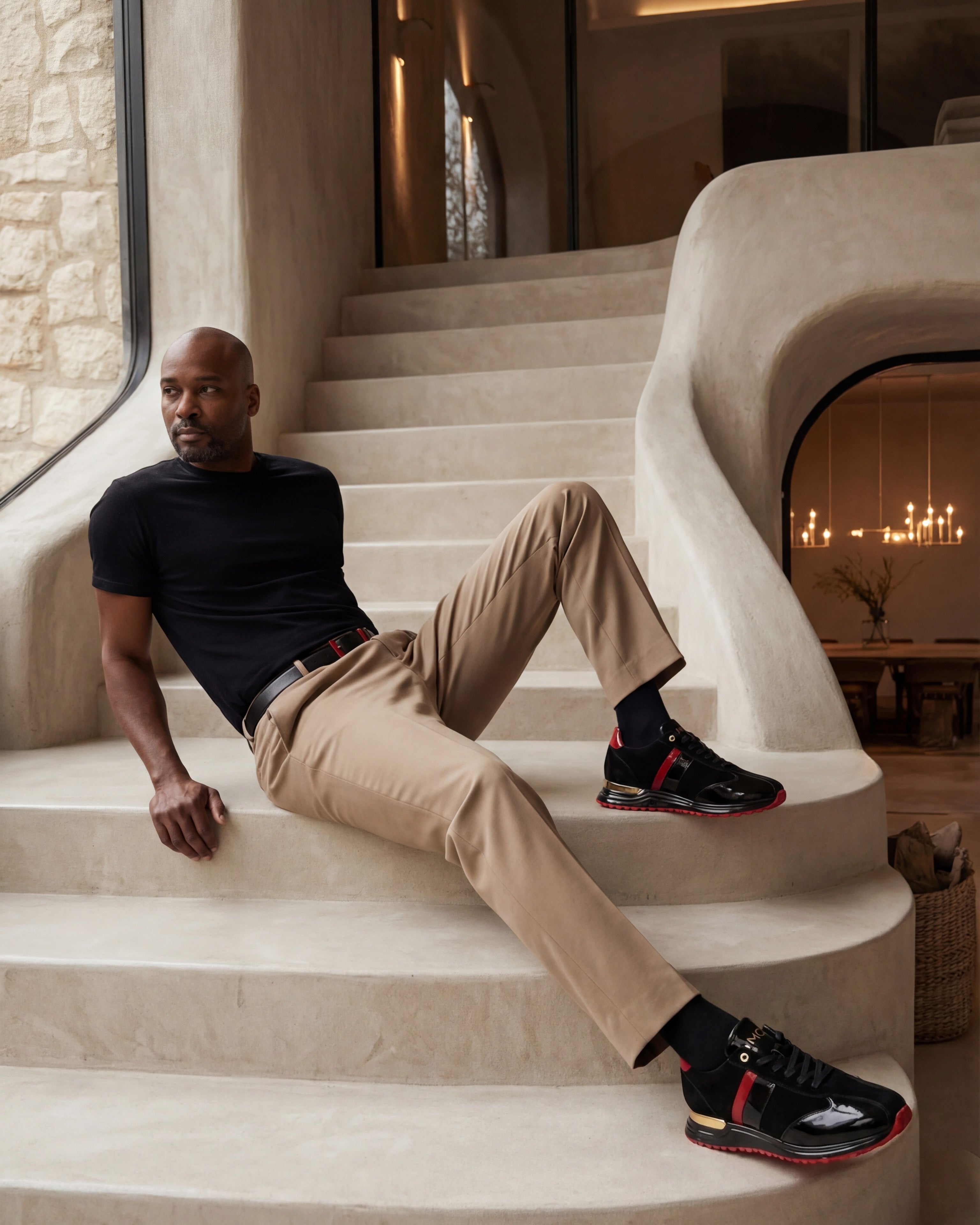 The Inferno Black & Red Leather Men Sneaker