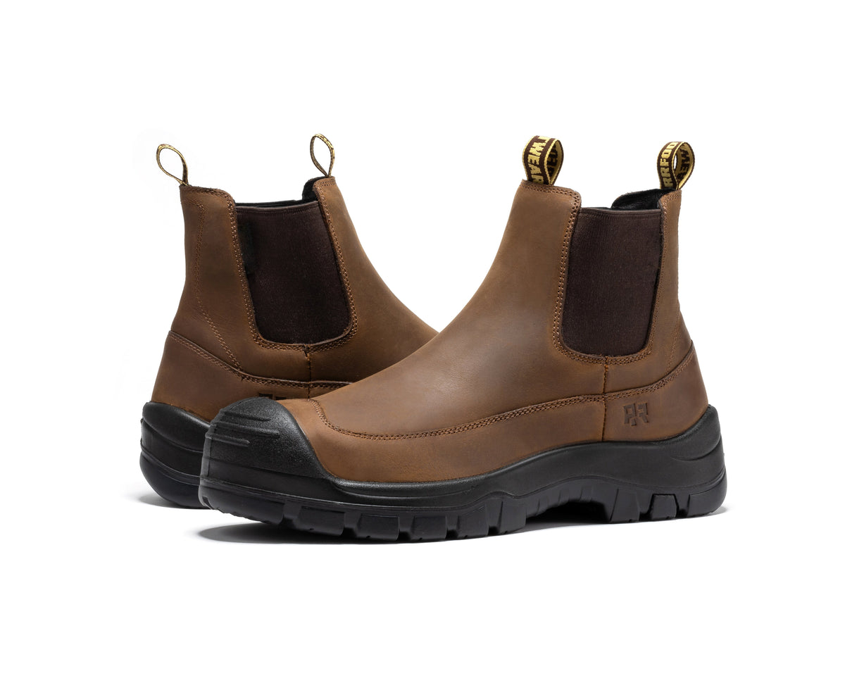ROCKROOSTER Woodland Brown 6 inch Composite Toe Pull-on Leather Work Boots AK664 – product view 9