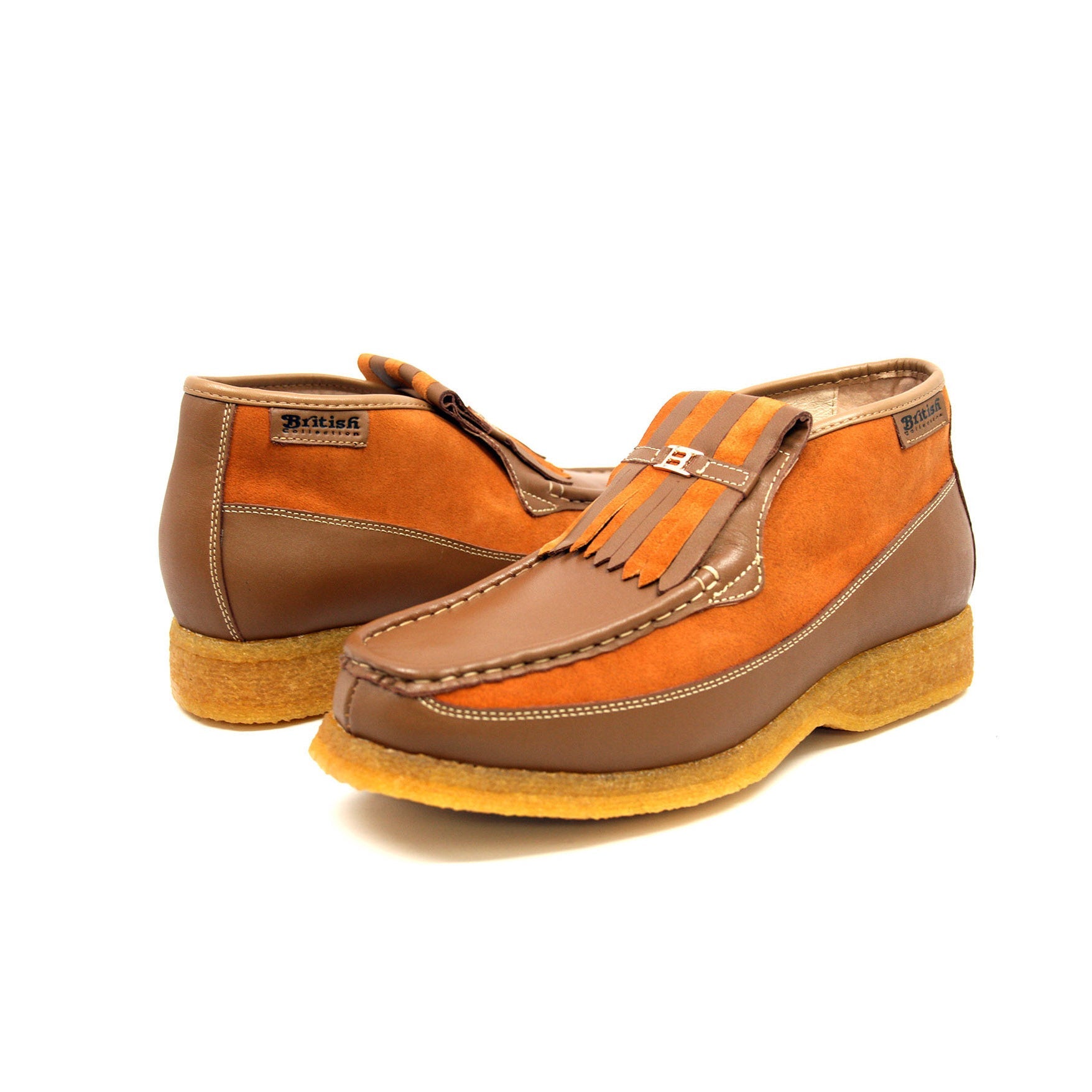 British Walkers Apollo Men's Rust Leather and Suede Slip On Shoes view 1