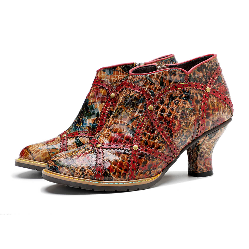 Colorful Handmade Low Heel Booties – product view 1