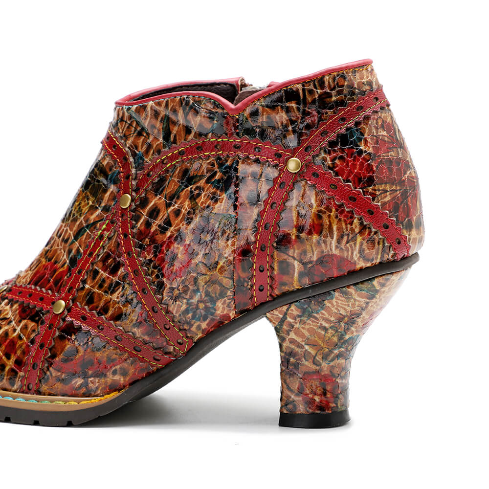 Colorful Handmade Low Heel Booties – product view 10