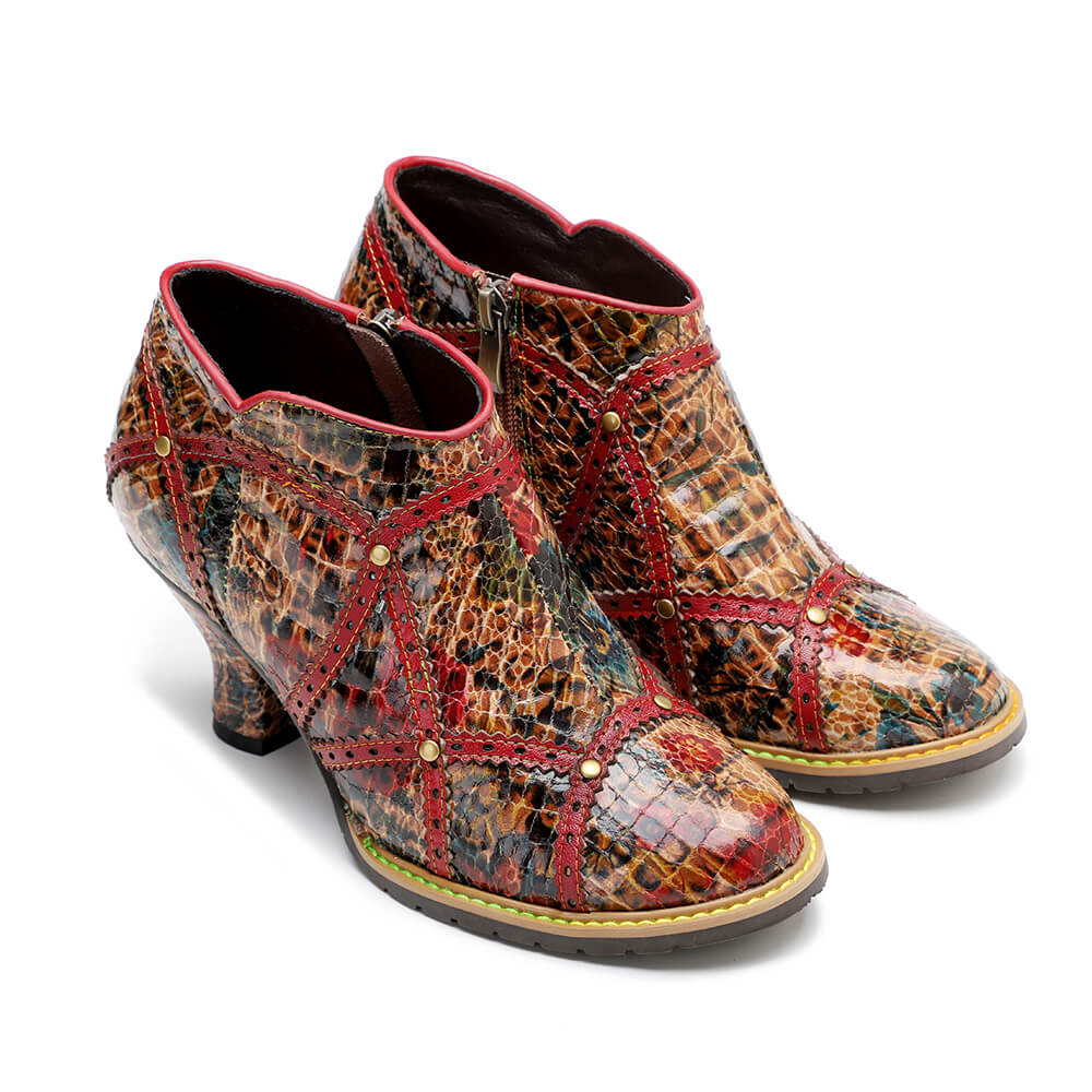 Colorful Handmade Low Heel Booties – product view 7