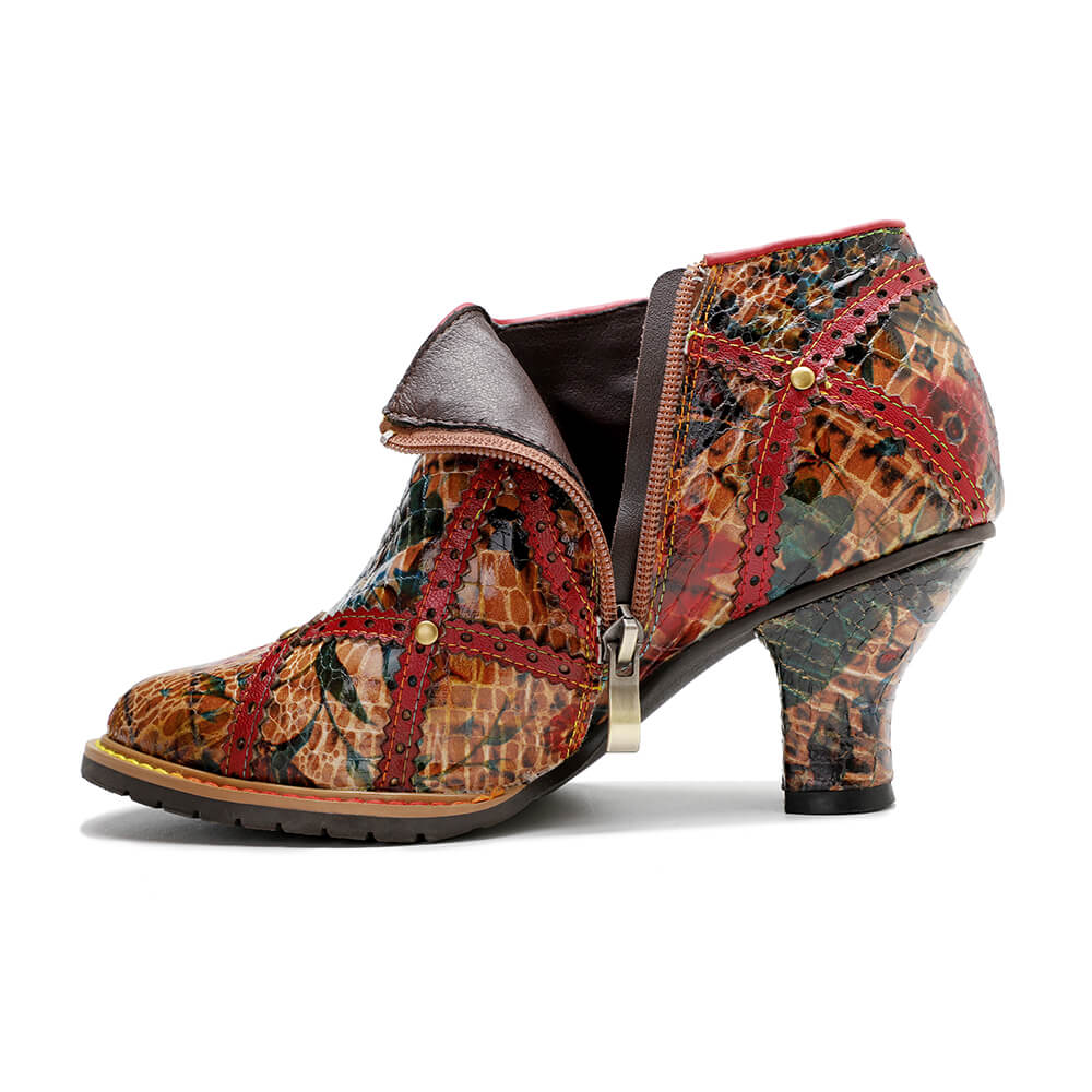 Colorful Handmade Low Heel Booties – product view 2