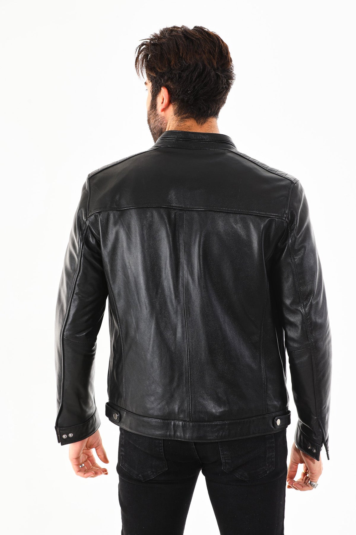 Vinci Leather The Rossi Black Leather Men Jacket – product view 3