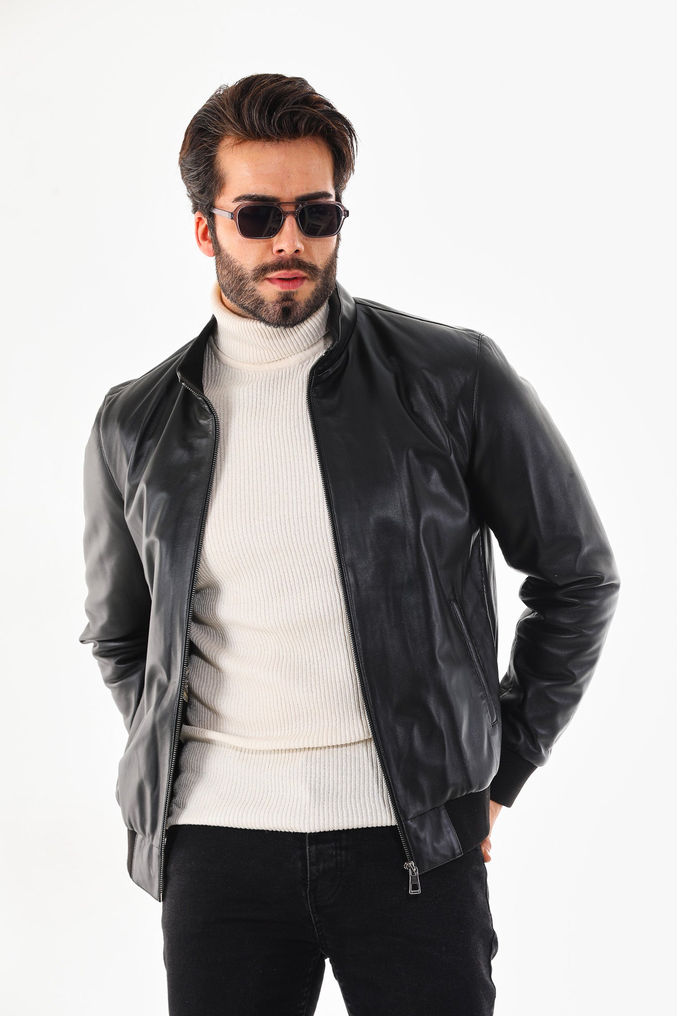 Monza Vintage Black Lambskin Men Leather Jacket