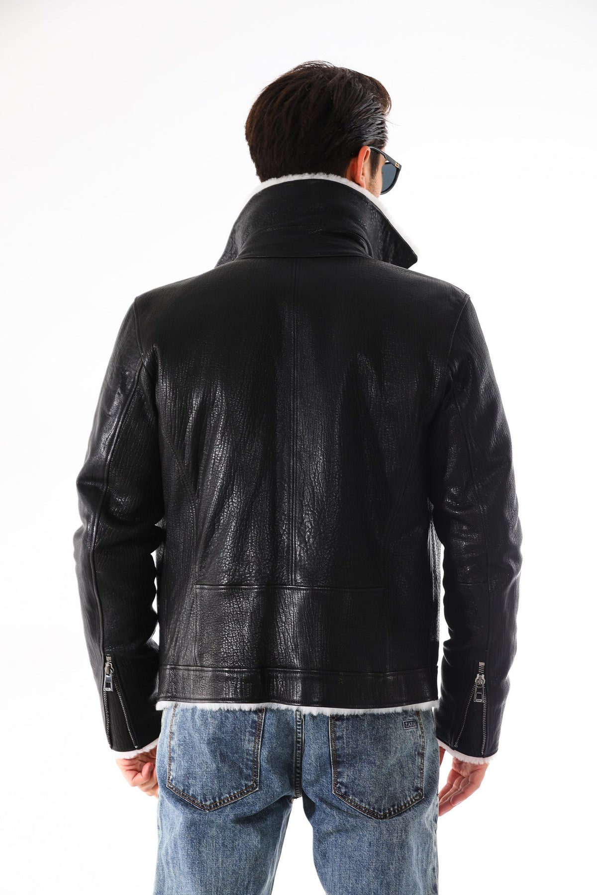 Vinci Leather The Cortina Black Shearling Leather Men Jacket – product view 4