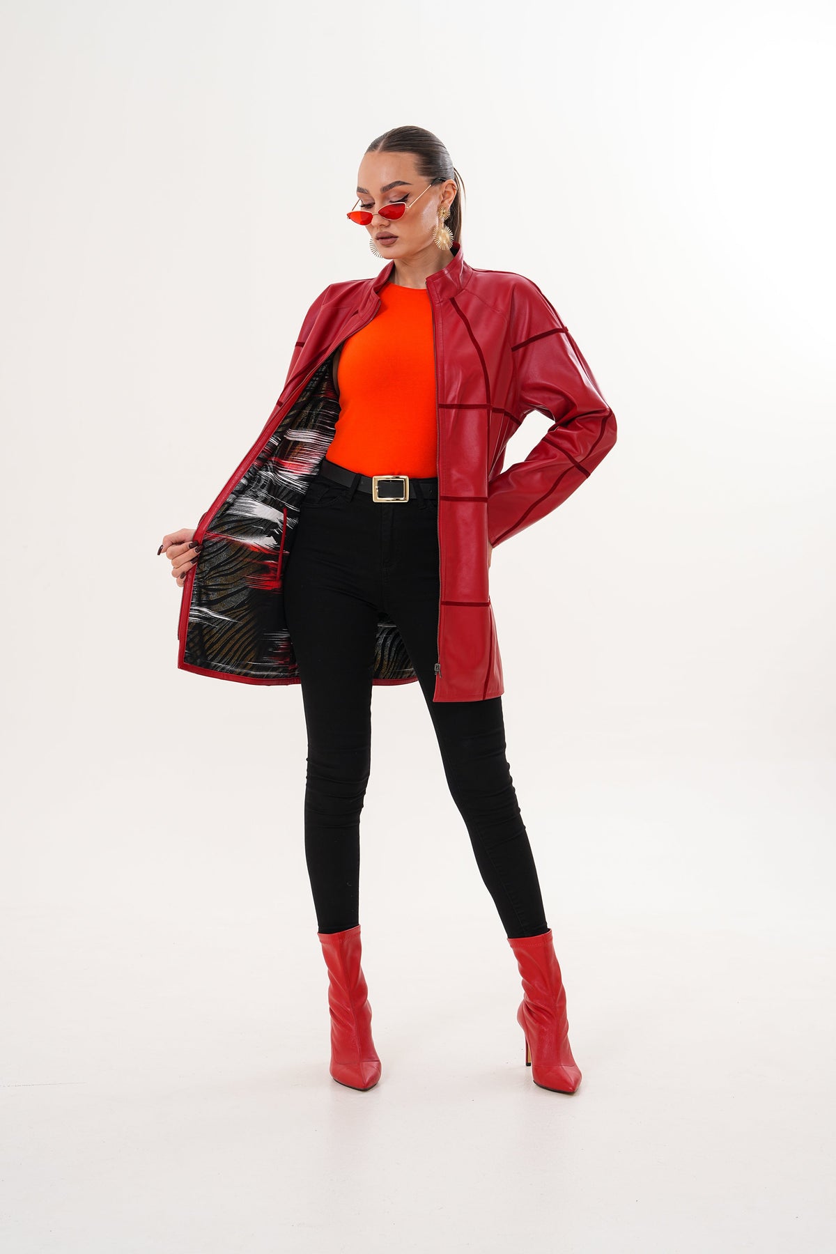 Vinci Leather The Prado Reversible Red Leather Women Jacket – product view 6