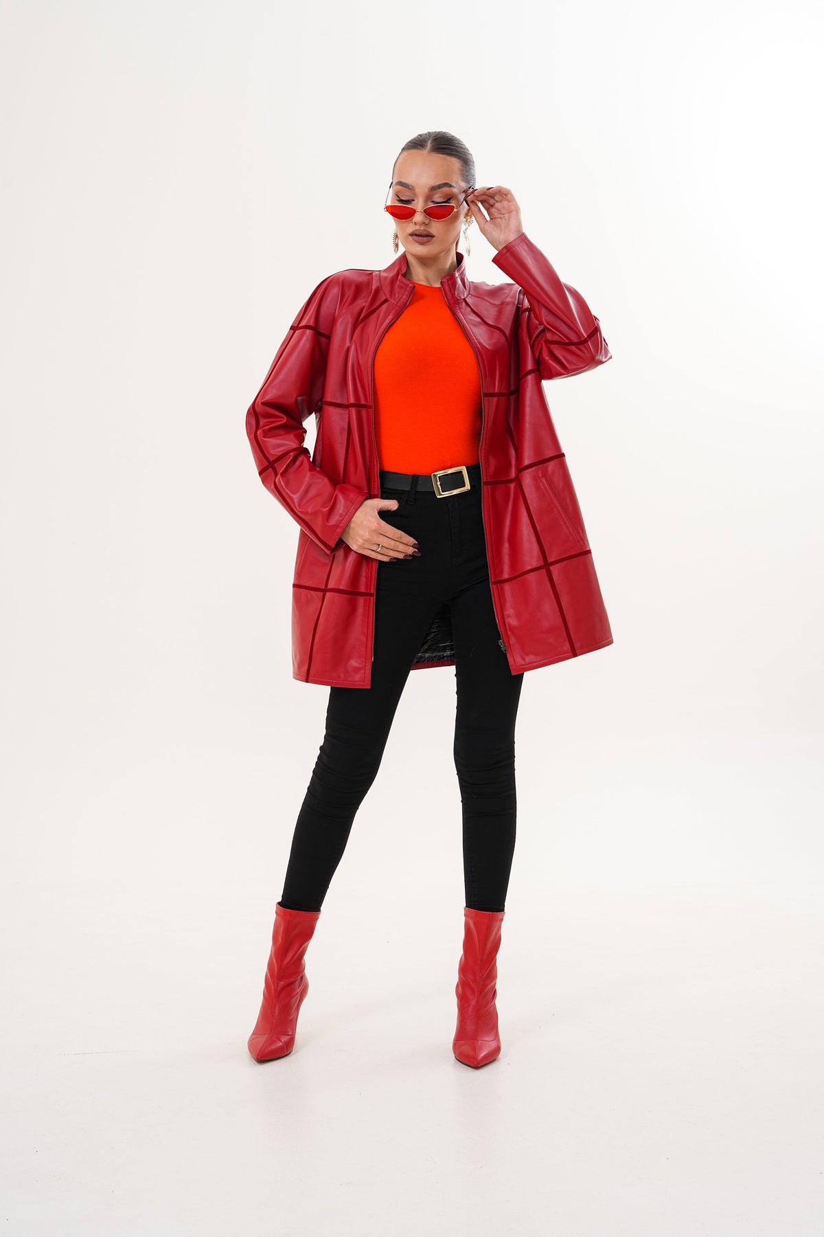 Vinci Leather The Prado Reversible Red Leather Women Jacket – product view 12