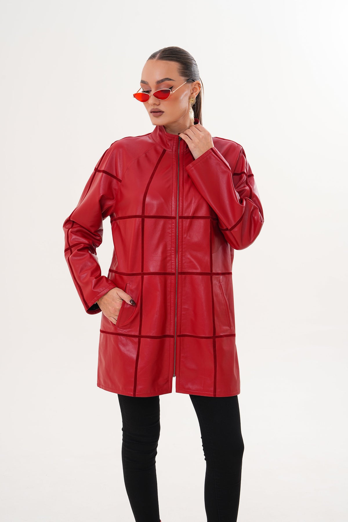 Vinci Leather The Prado Reversible Red Leather Women Jacket – product view 1