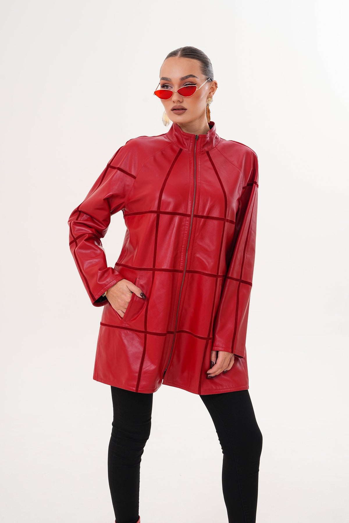 Vinci Leather The Prado Reversible Red Leather Women Jacket – product view 18