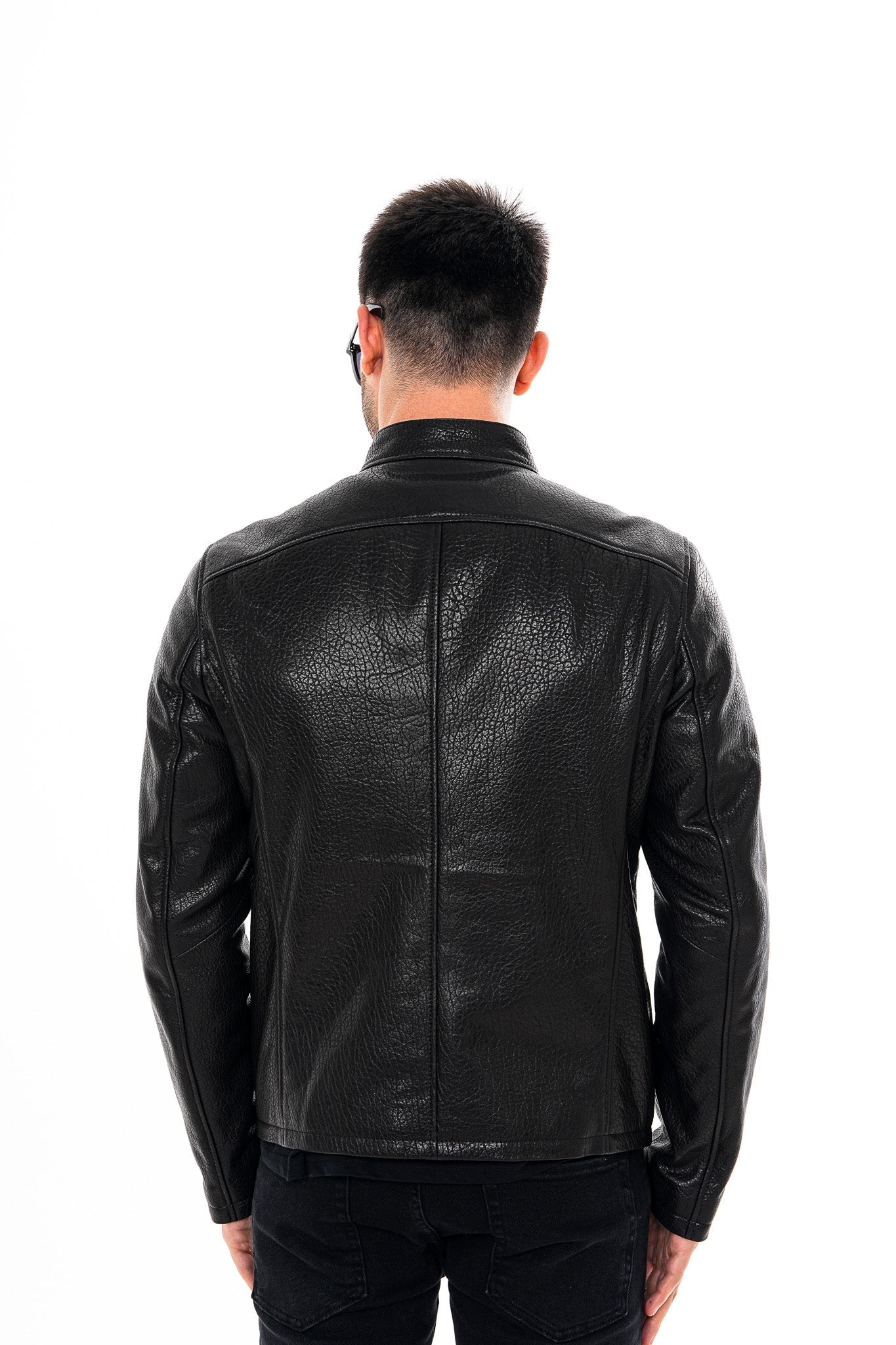 The Falcon Black Pebbled Leather Men Jacket