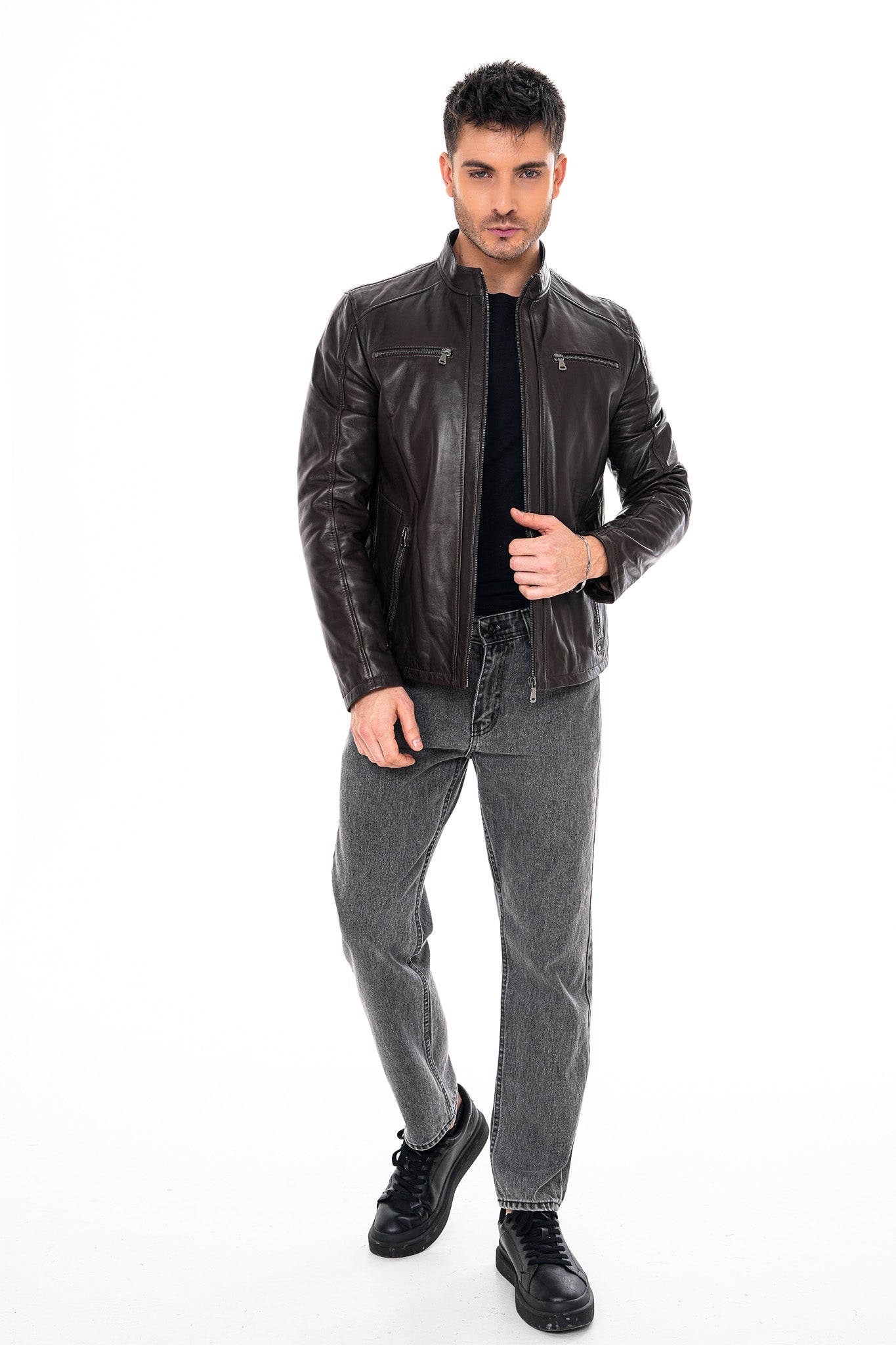 The Falcon Dark Brown Smooth Leather Men Jacket