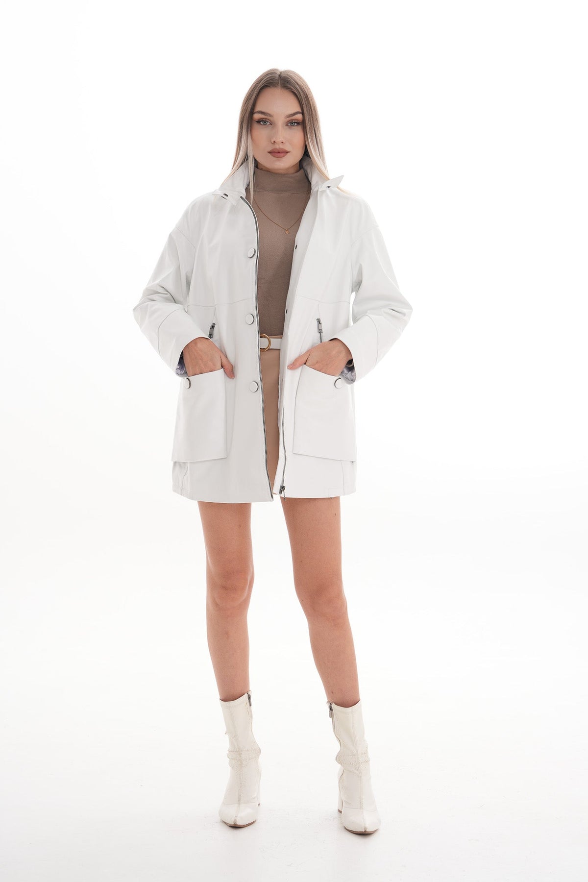 Vinci Leather The Liora White Leather Women Jacket – product view 2