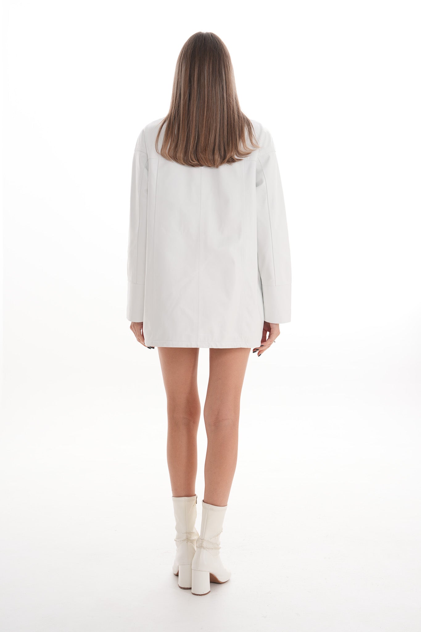 The Liora White Leather Women Jacket