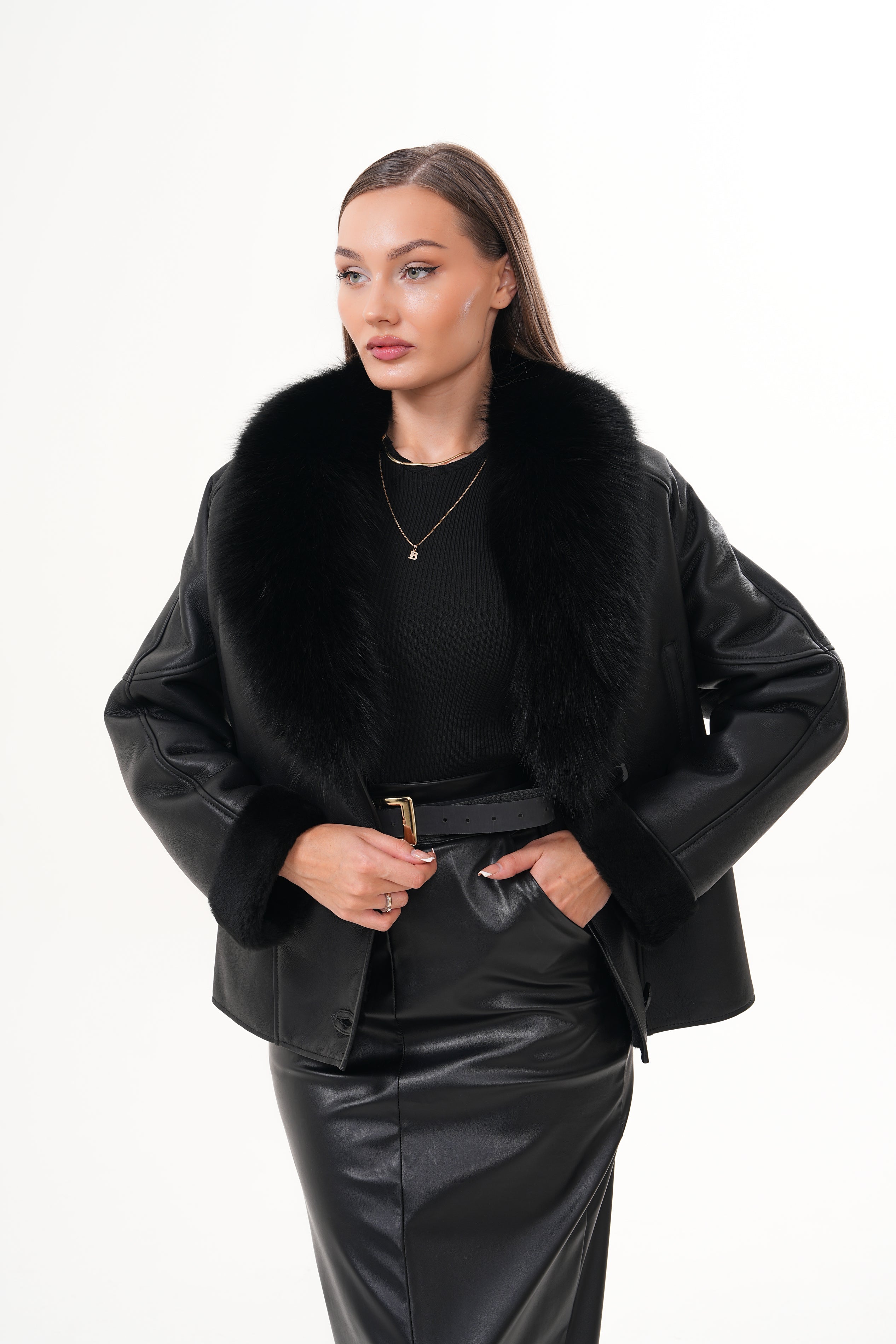 The Estelle Black Shearling Leather Women Jacket