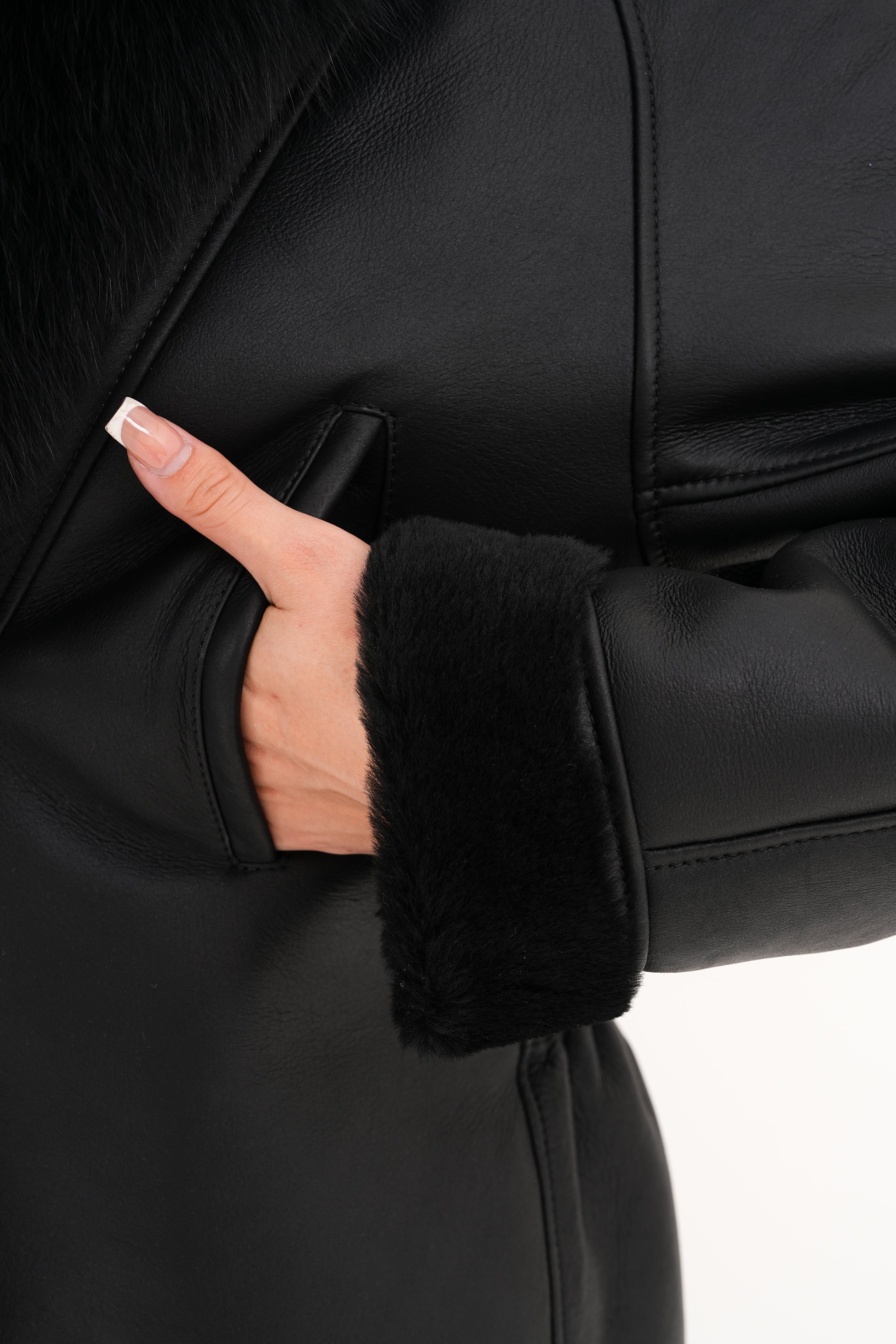 The Estelle Black Shearling Leather Women Jacket