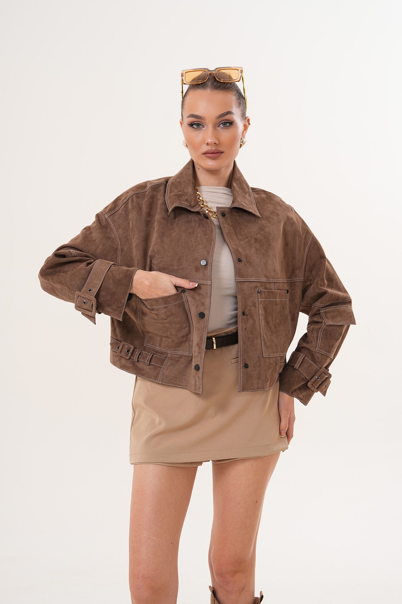 The Velmira Reversible Brown Suede LeatherWomen Jacket