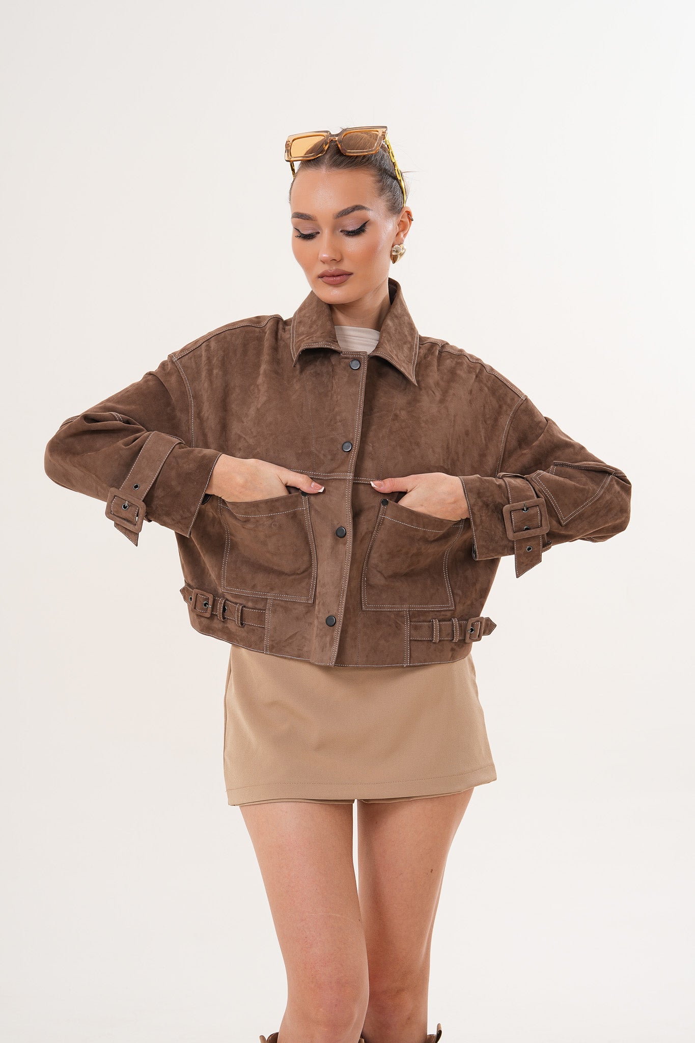 The Velmira Reversible Brown Suede LeatherWomen Jacket