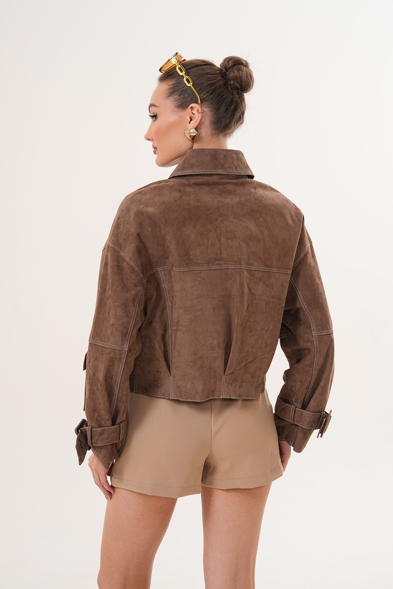 The Velmira Reversible Brown Suede LeatherWomen Jacket