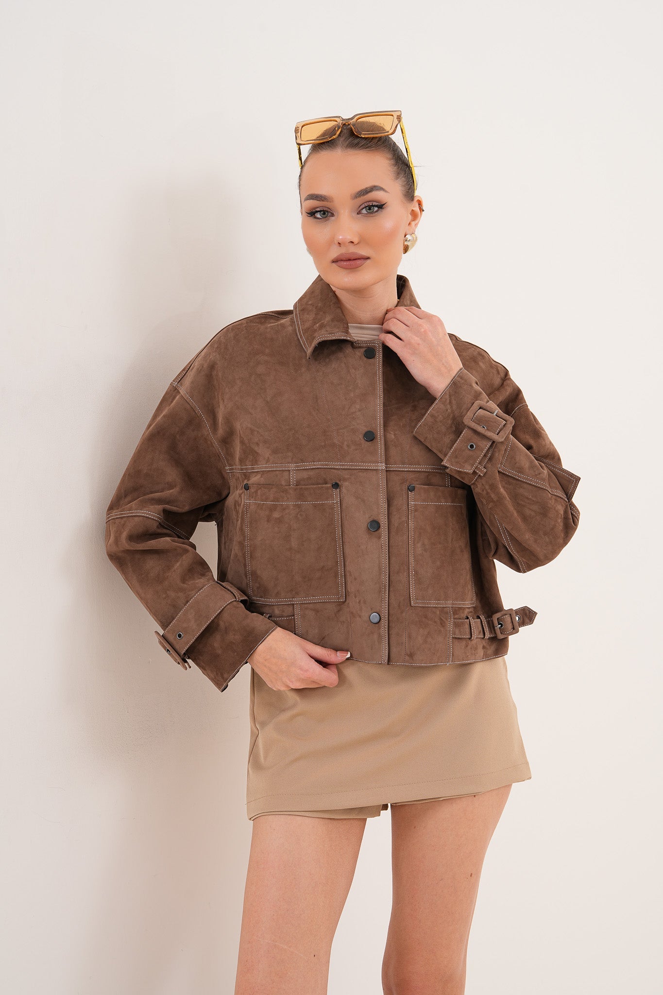 The Velmira Reversible Brown Suede LeatherWomen Jacket