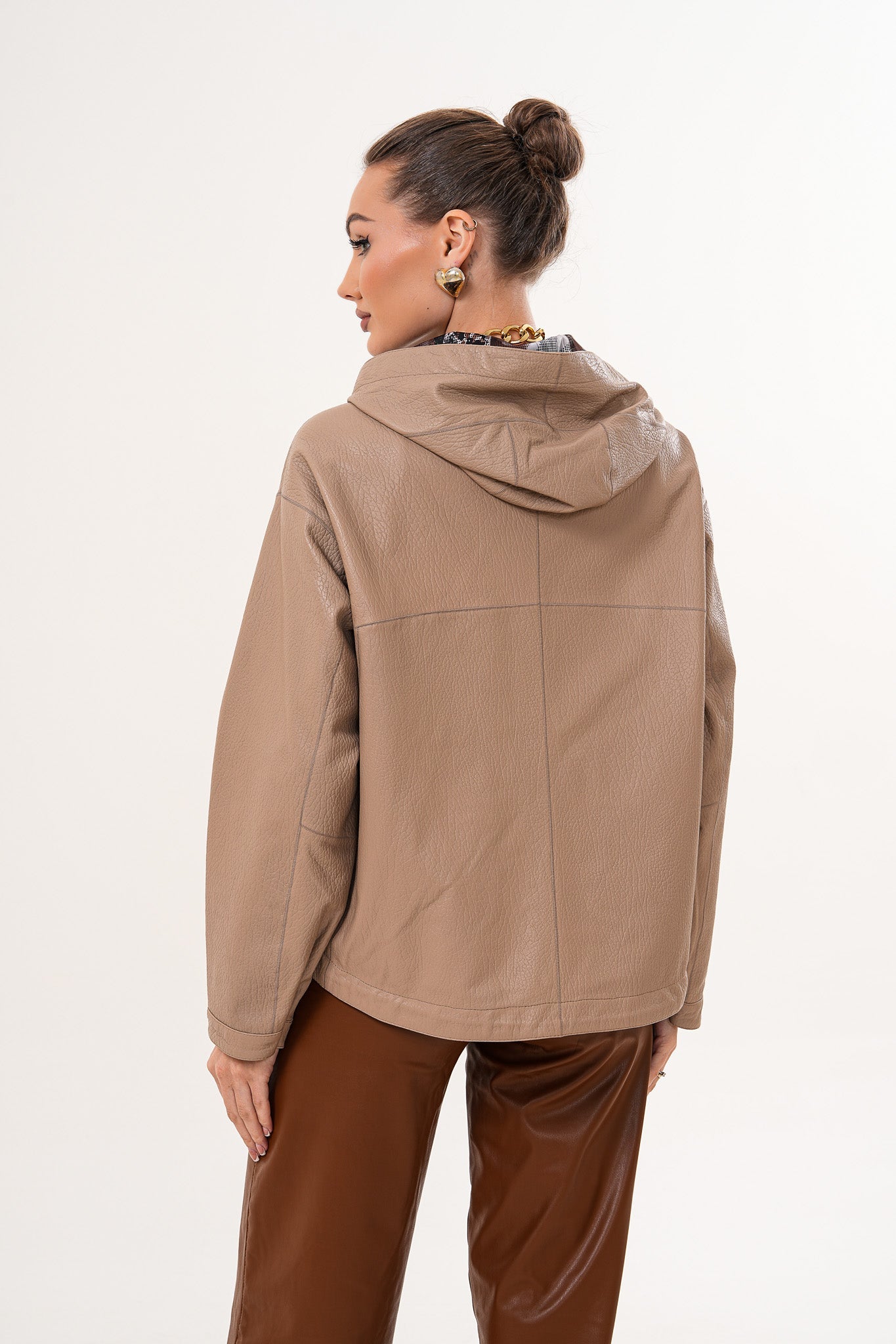 The Calyra Reversible Leather Women Jacket – Taupe
