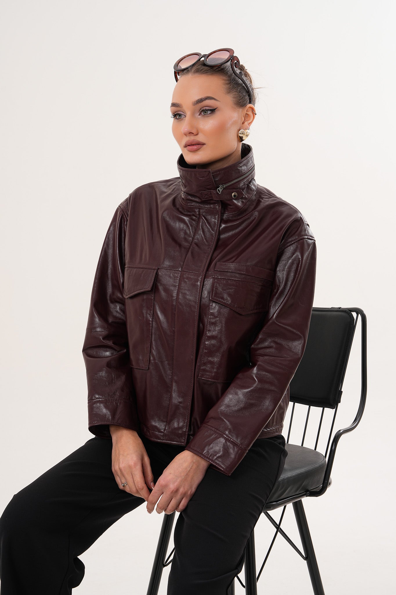 The Ravelyn Burgundy Leather Women Jacket