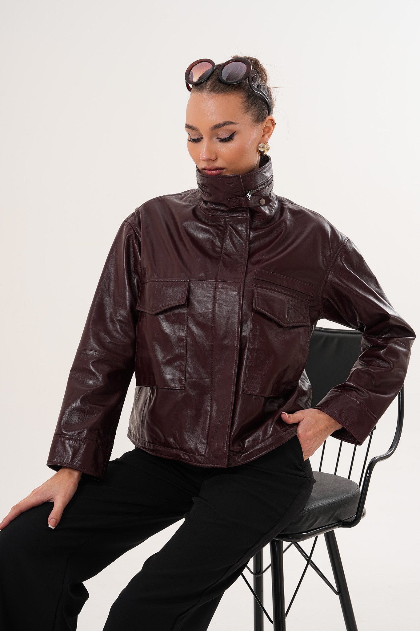 The Ravelyn Burgundy Leather Women Jacket