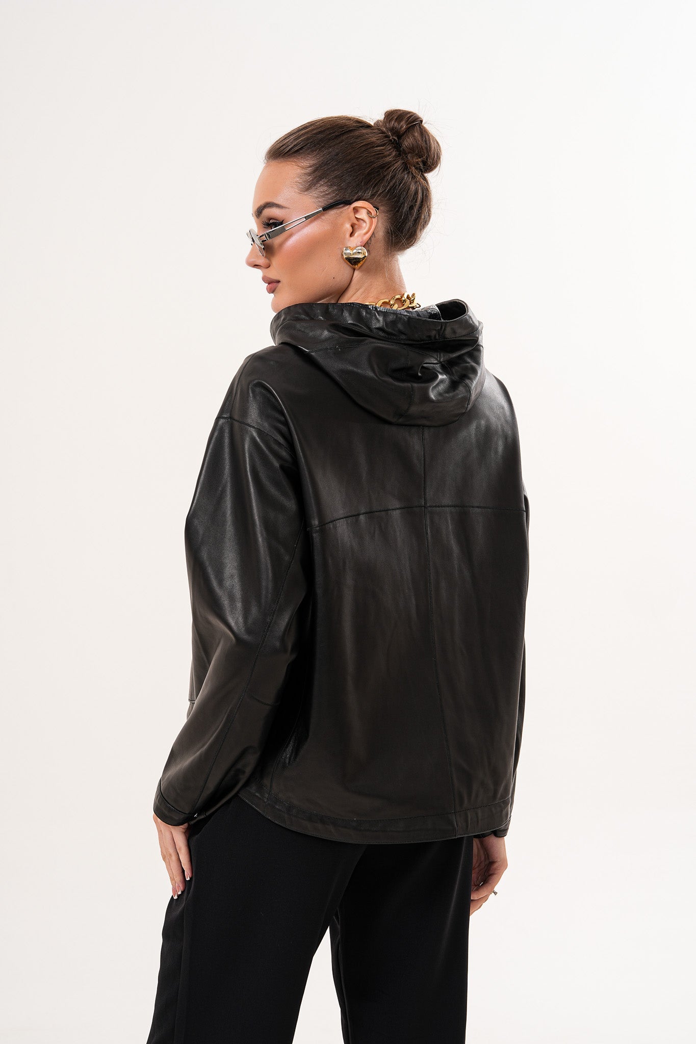 The Calyra Reversible Leather Women Jacket – Black